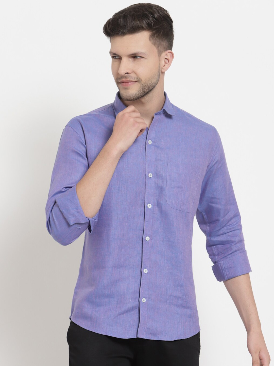 

Emerals Men Blue Standard Solid Casual Shirt