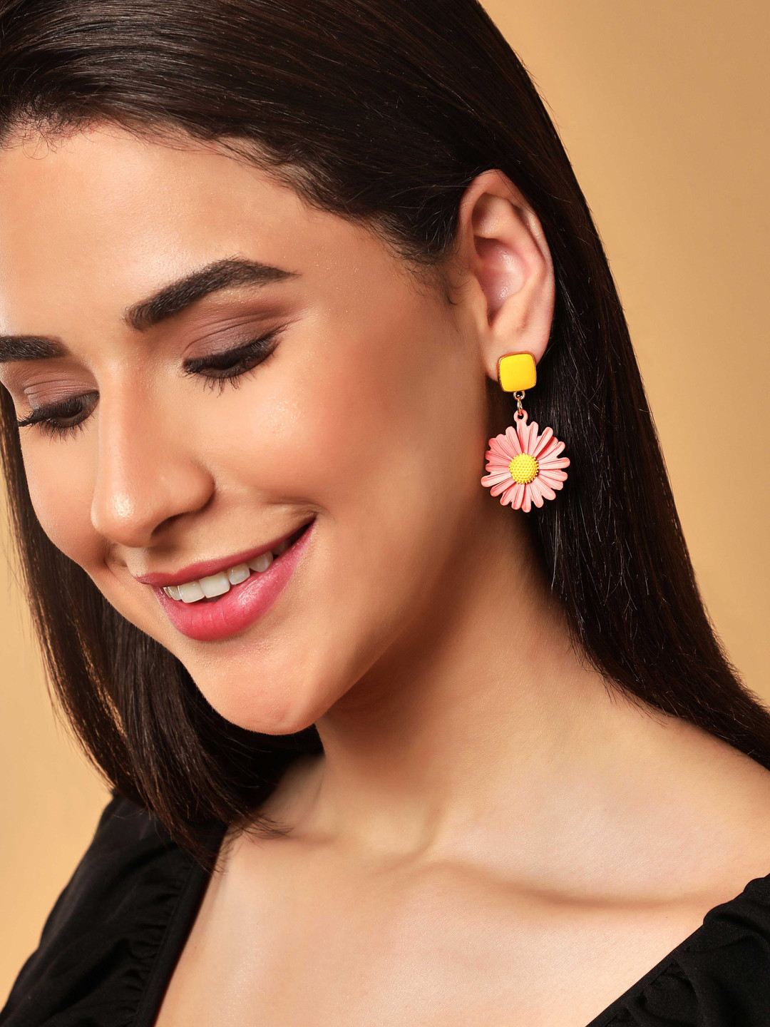 

TOKYO TALKIES X rubans FASHION ACCESSORIES Gold-Toned Floral Drop Earrings
