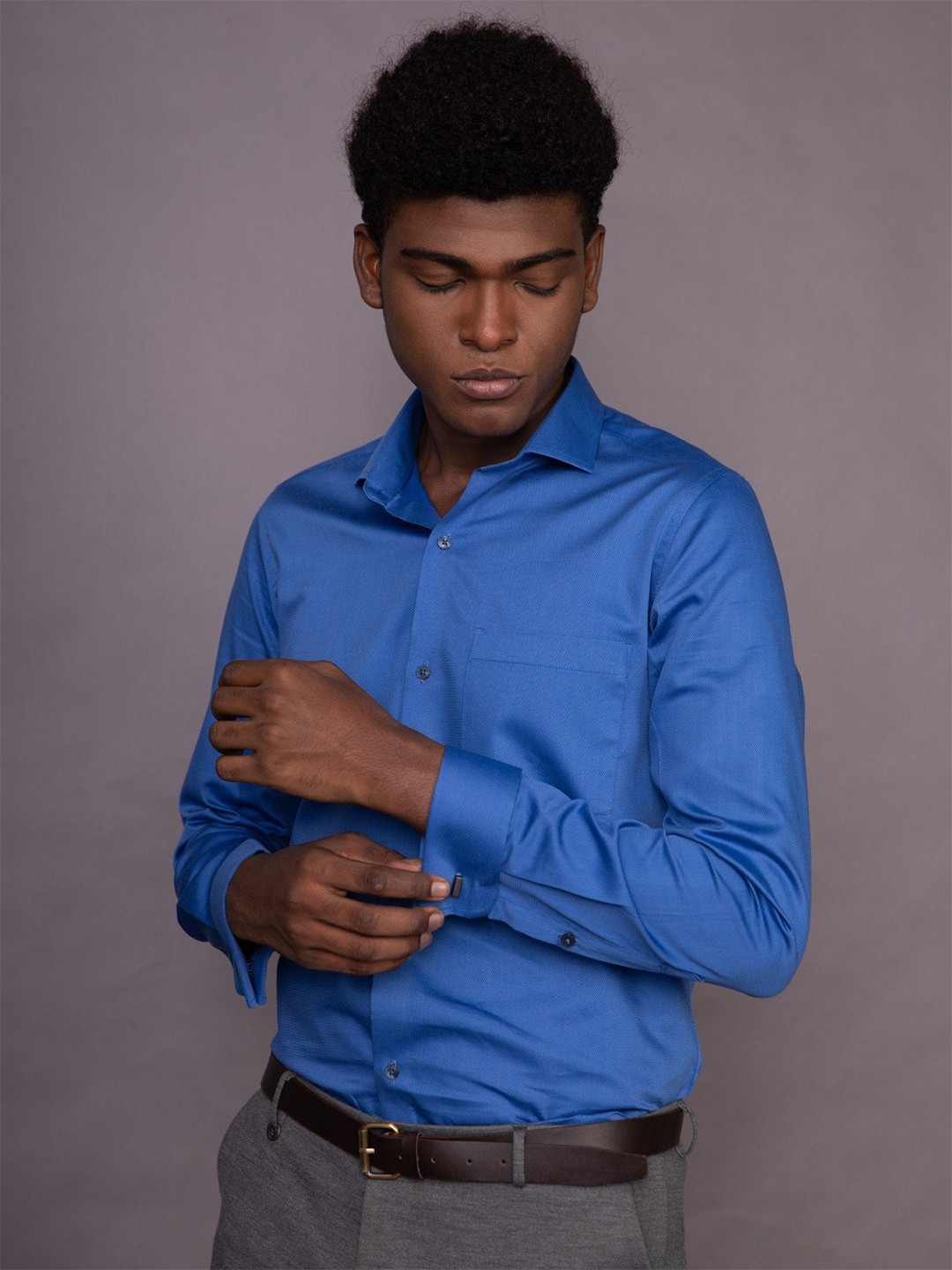 

Turtle Men Blue Self Design Pure Cotton Slim Fit Casual Shirt