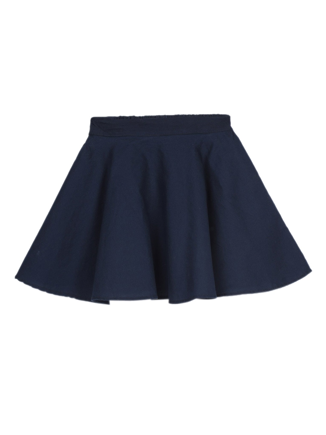 

UNDER FOURTEEN ONLY Girls Navy Blue Solid Pure Cotton Flared Knee-Length Skirt