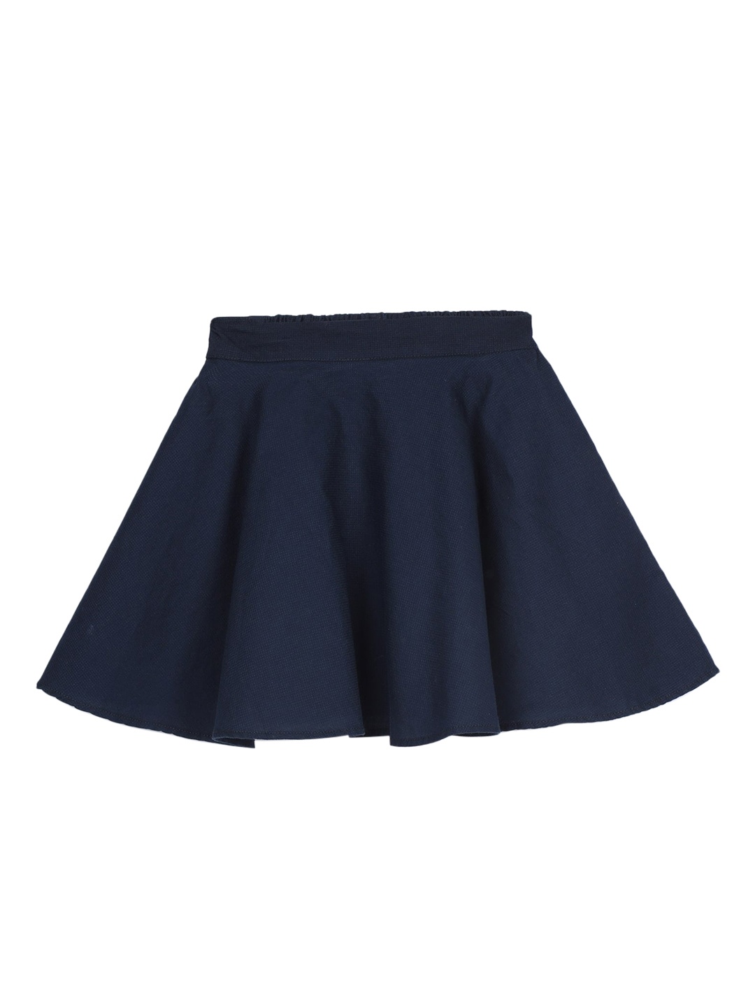 

UNDER FOURTEEN ONLY Girls Navy Blue Solid Pure Cotton Flared Mini Skirt