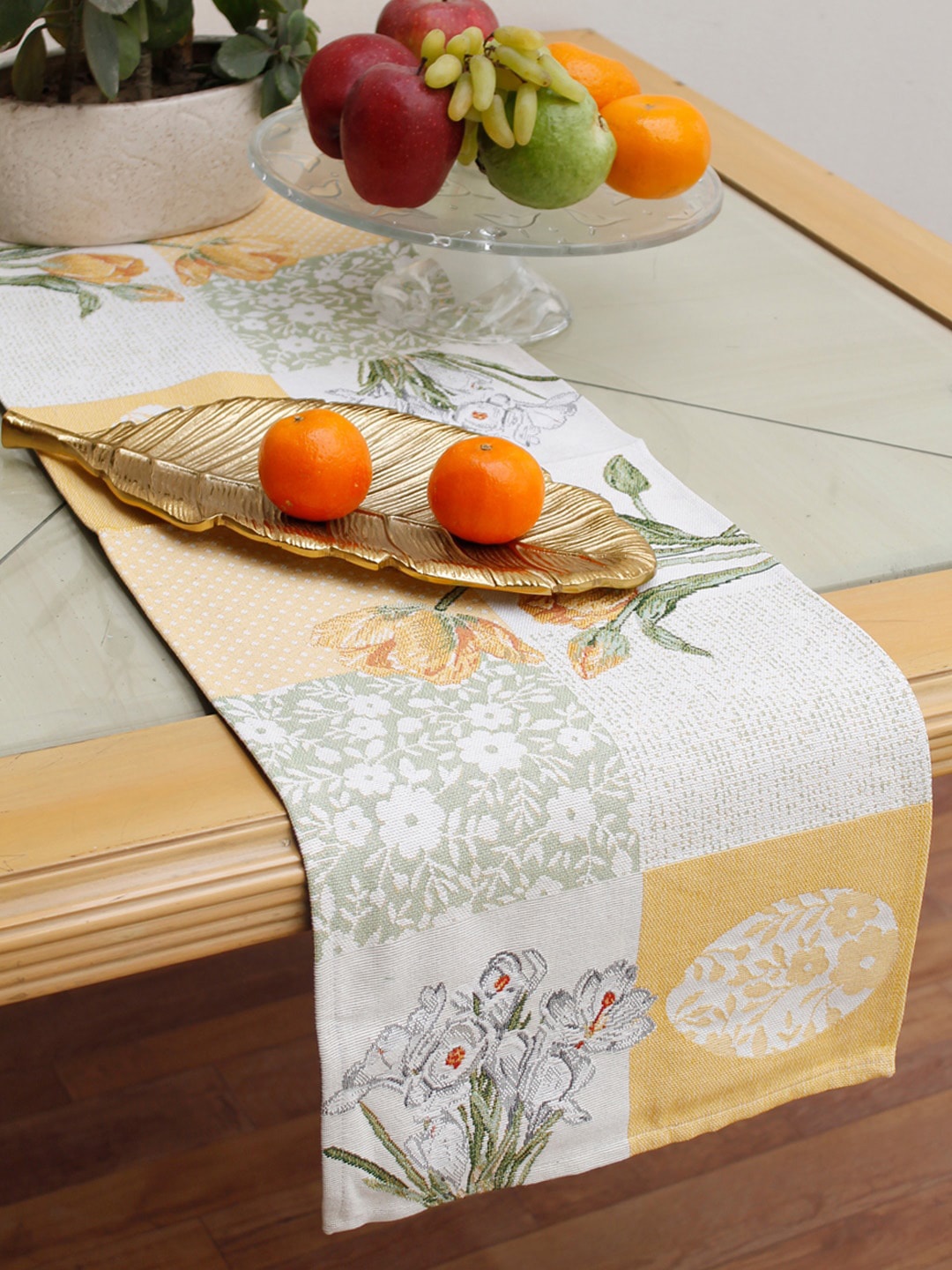 

AVI Living Yellow & Green Floral Jaquard Woven Table Runners