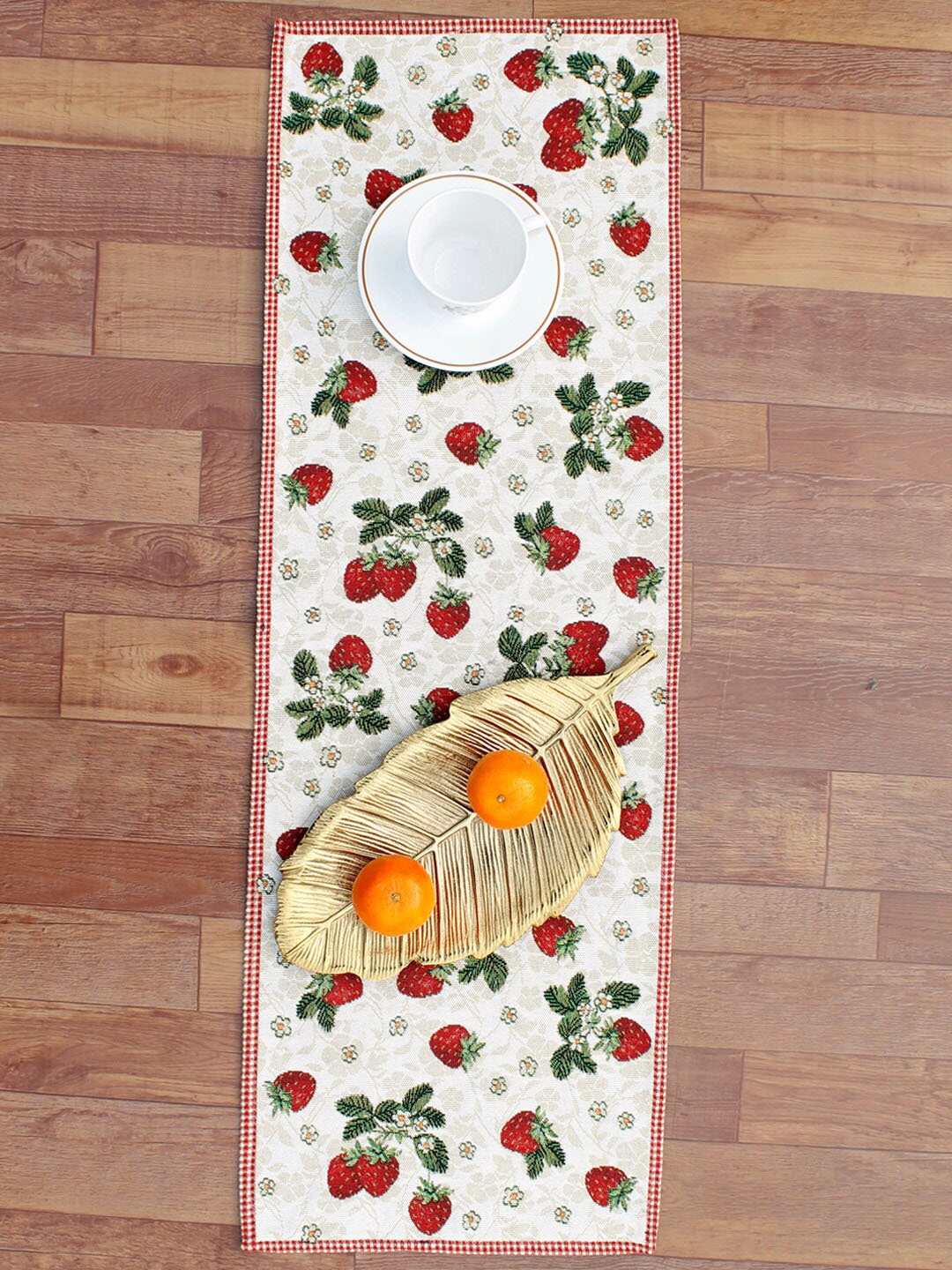 

AVI Living Off-White & Red Jaquard Woven Table Runners