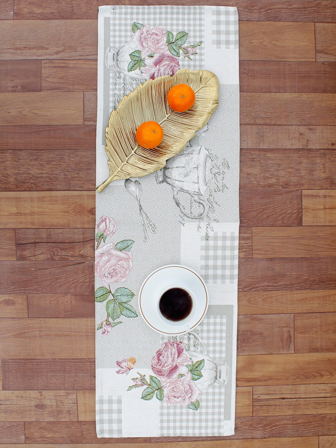 

AVI Living White & Pink Jaquard Woven Table Runner