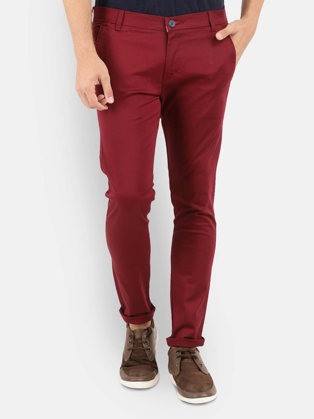 

V-Mart Men Maroon Classic Easy Wash Trousers