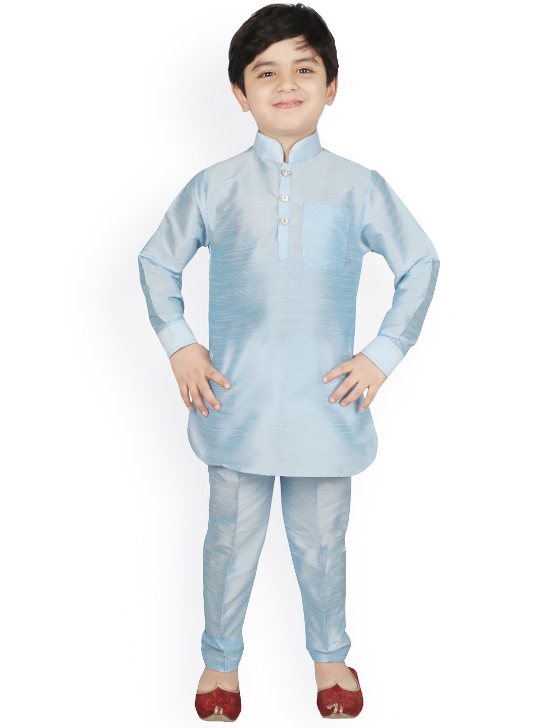 

SG YUVRAJ Boys Blue Raw Silk Kurta with Pyjamas
