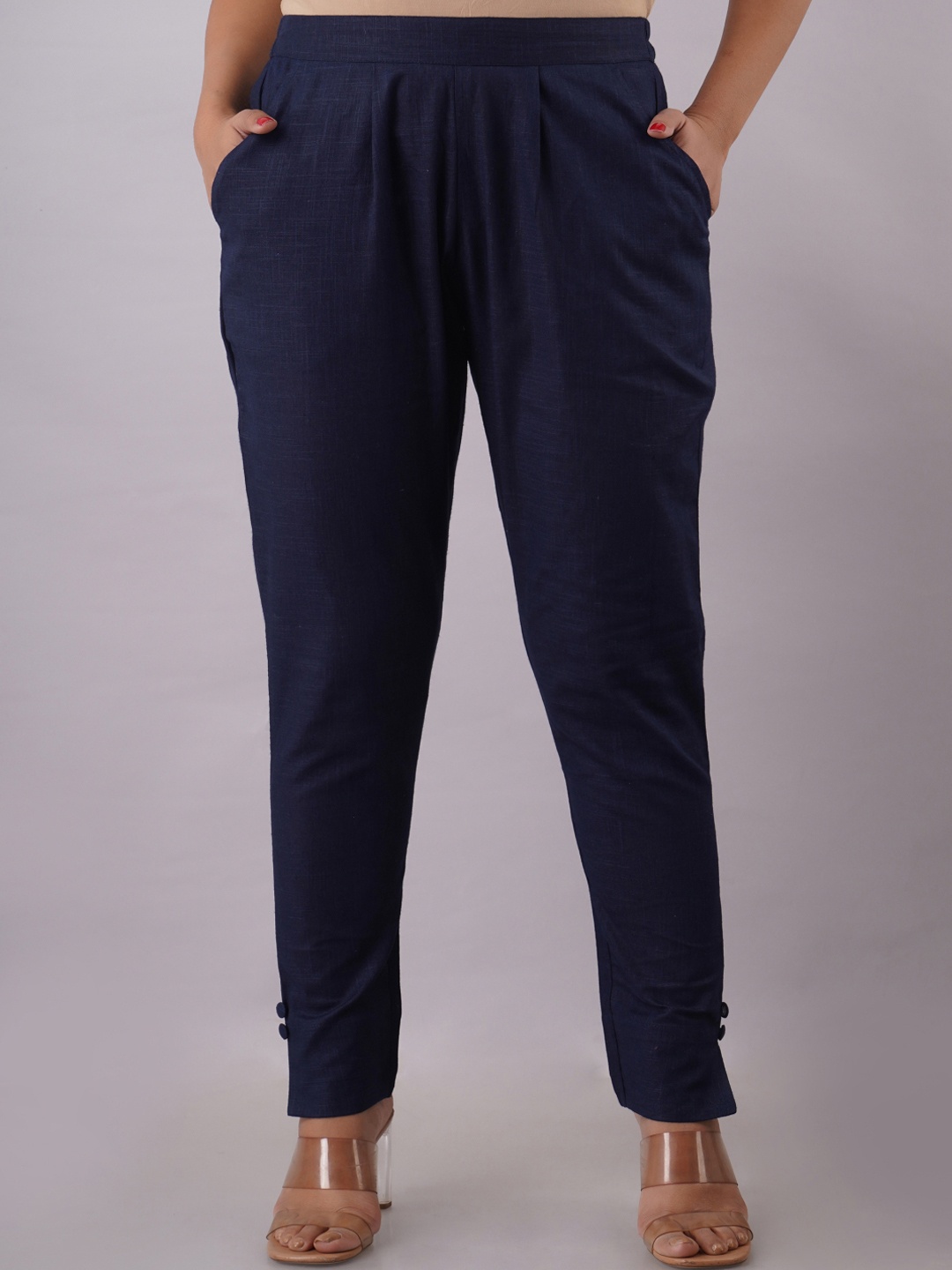 

Maishi Women Navy Blue Cigarette Trousers