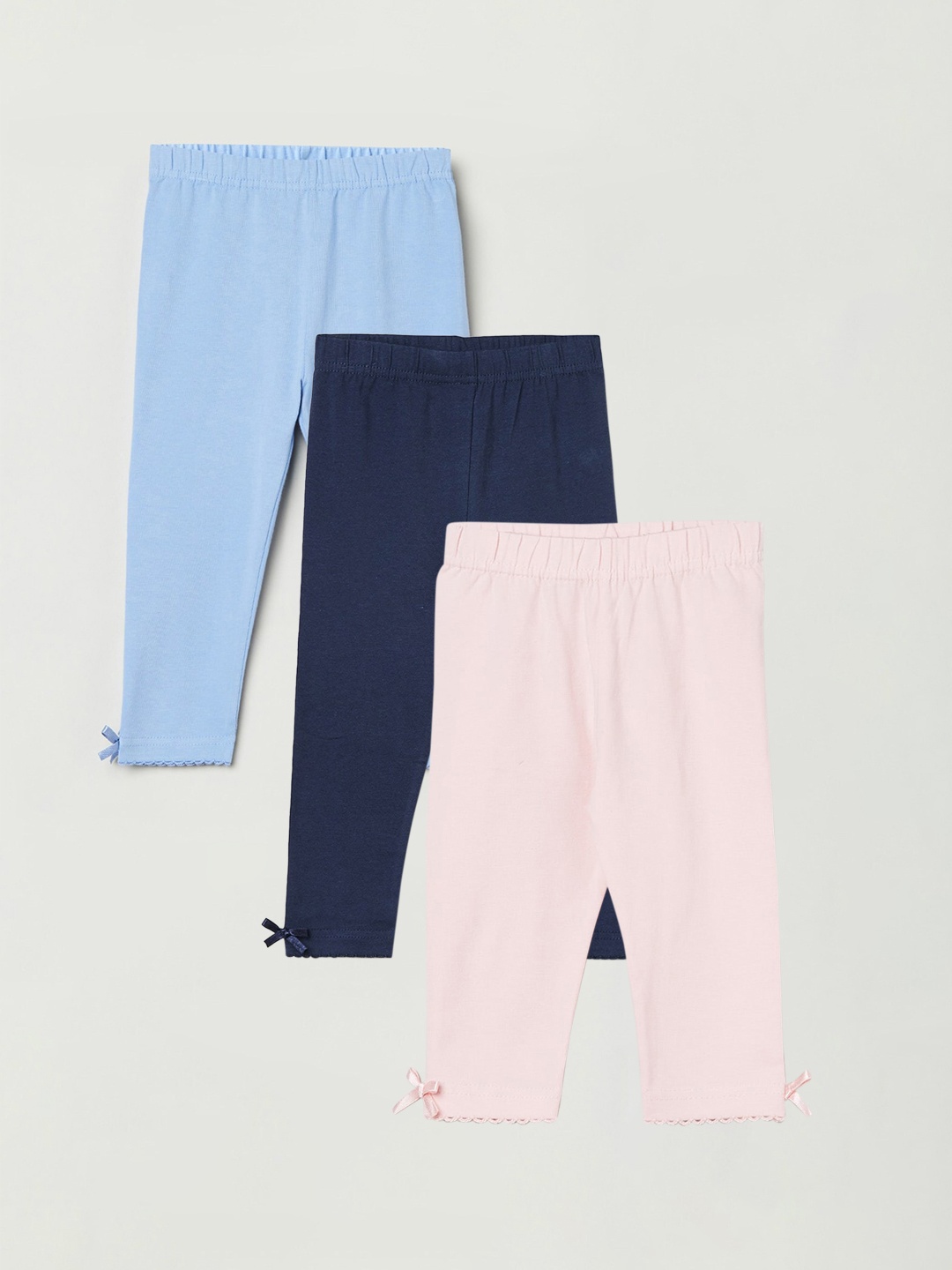 

max Girls Pack Of 3 Solid Regular-Fit Leggings, Pink