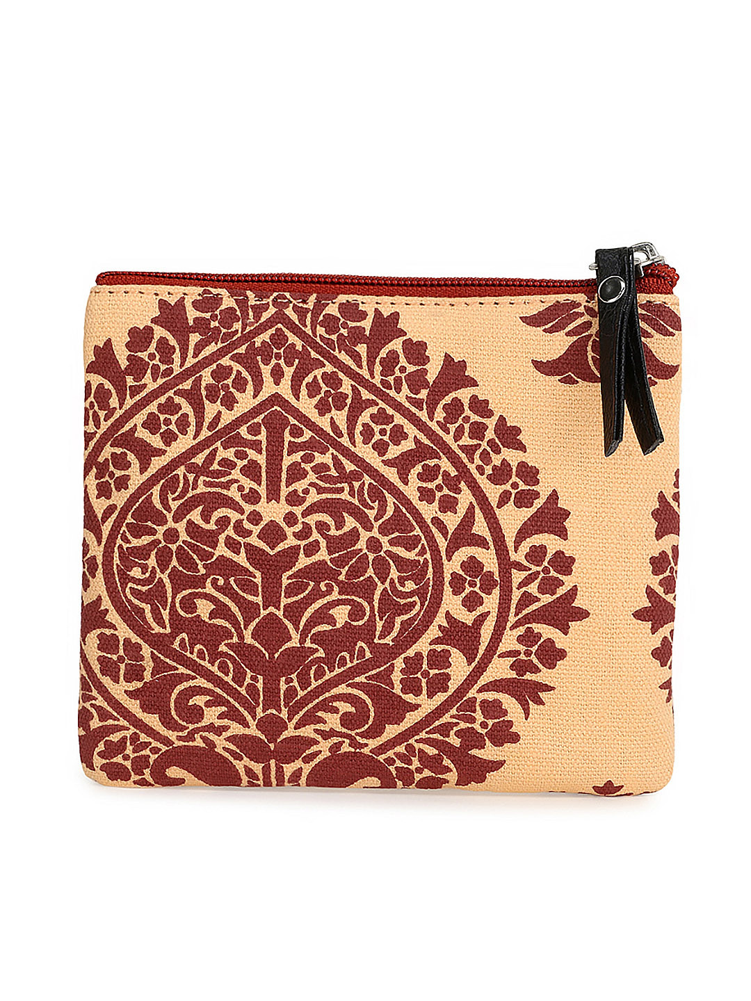

Spice Art Women Peach & Maroon Printed Canvas Coin Pouch