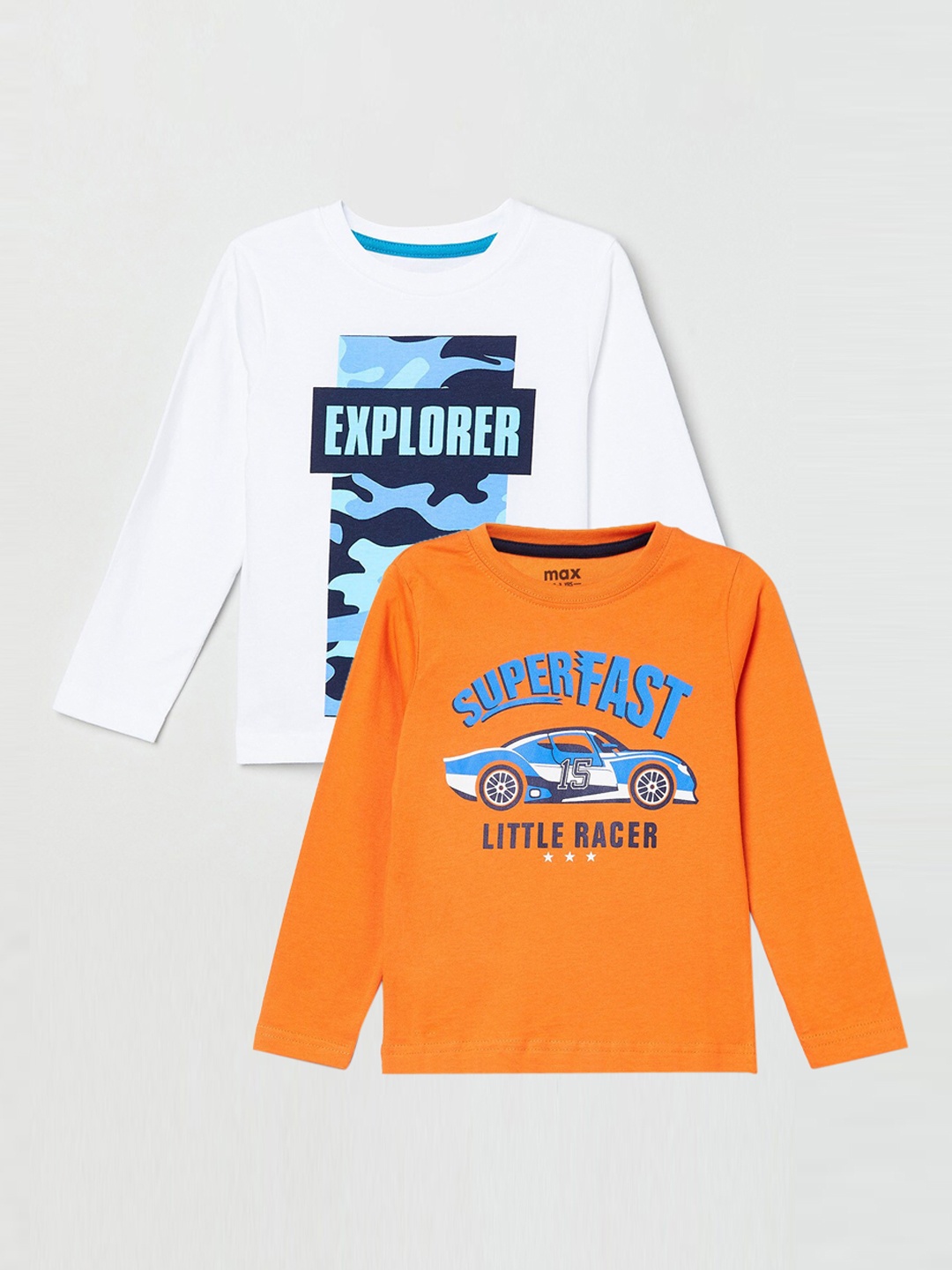 

max Boys Pack of 2 Printed Applique T-shirt, Orange