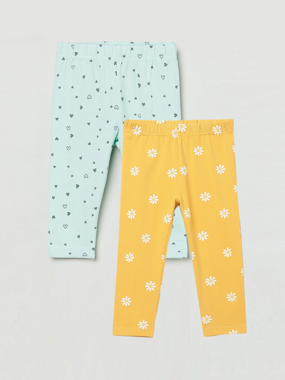 

max Girls Printed Pack of 2 Leggings, Yellow