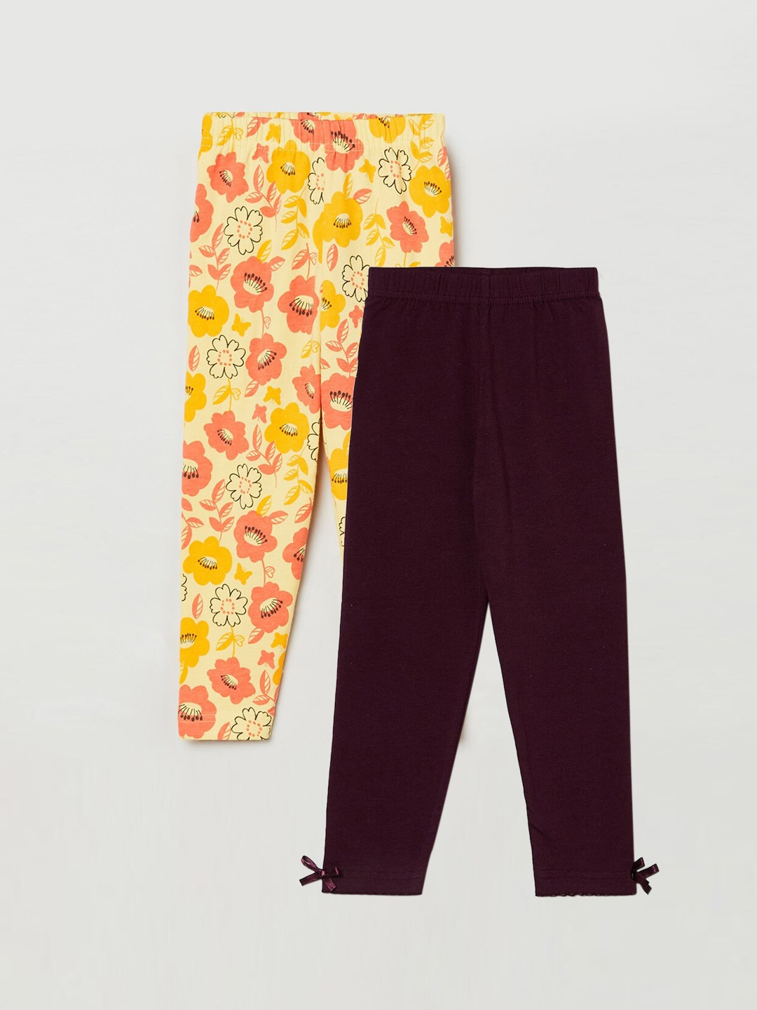 

max Girls Printed Pack of 2 Leggings, Yellow