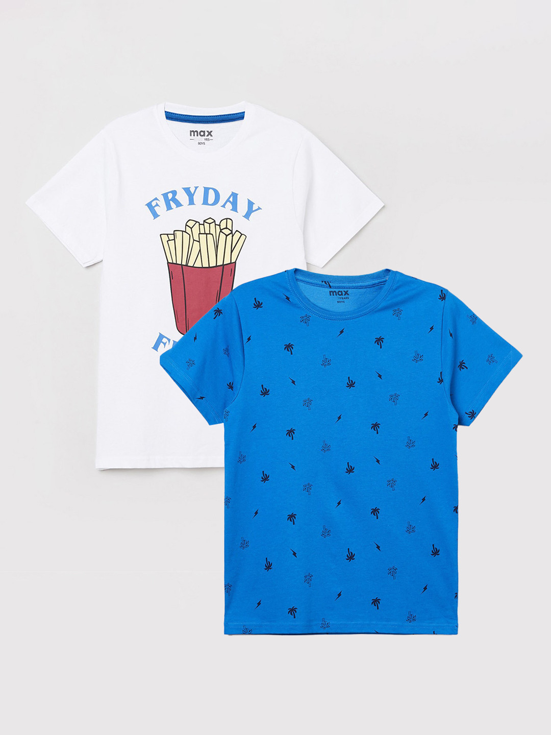 

max Boys Pack of 2 Typography Printed T-shirt, White
