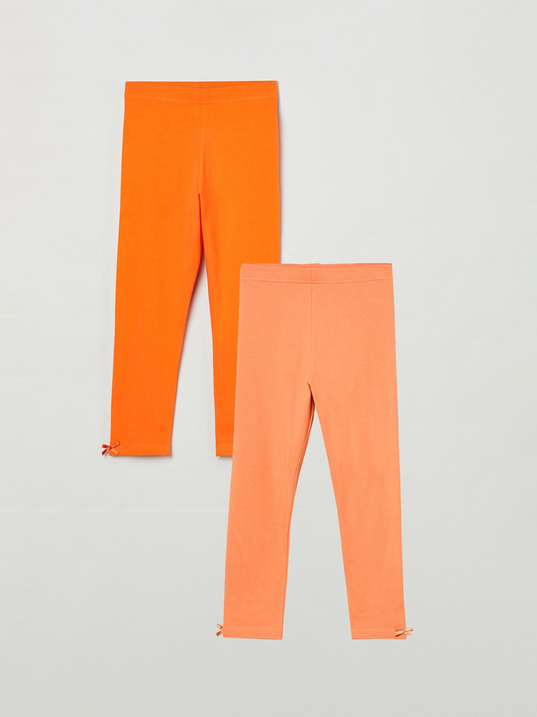 

max Girls Pack of 2 Solid Ankle Length Leggings, Orange