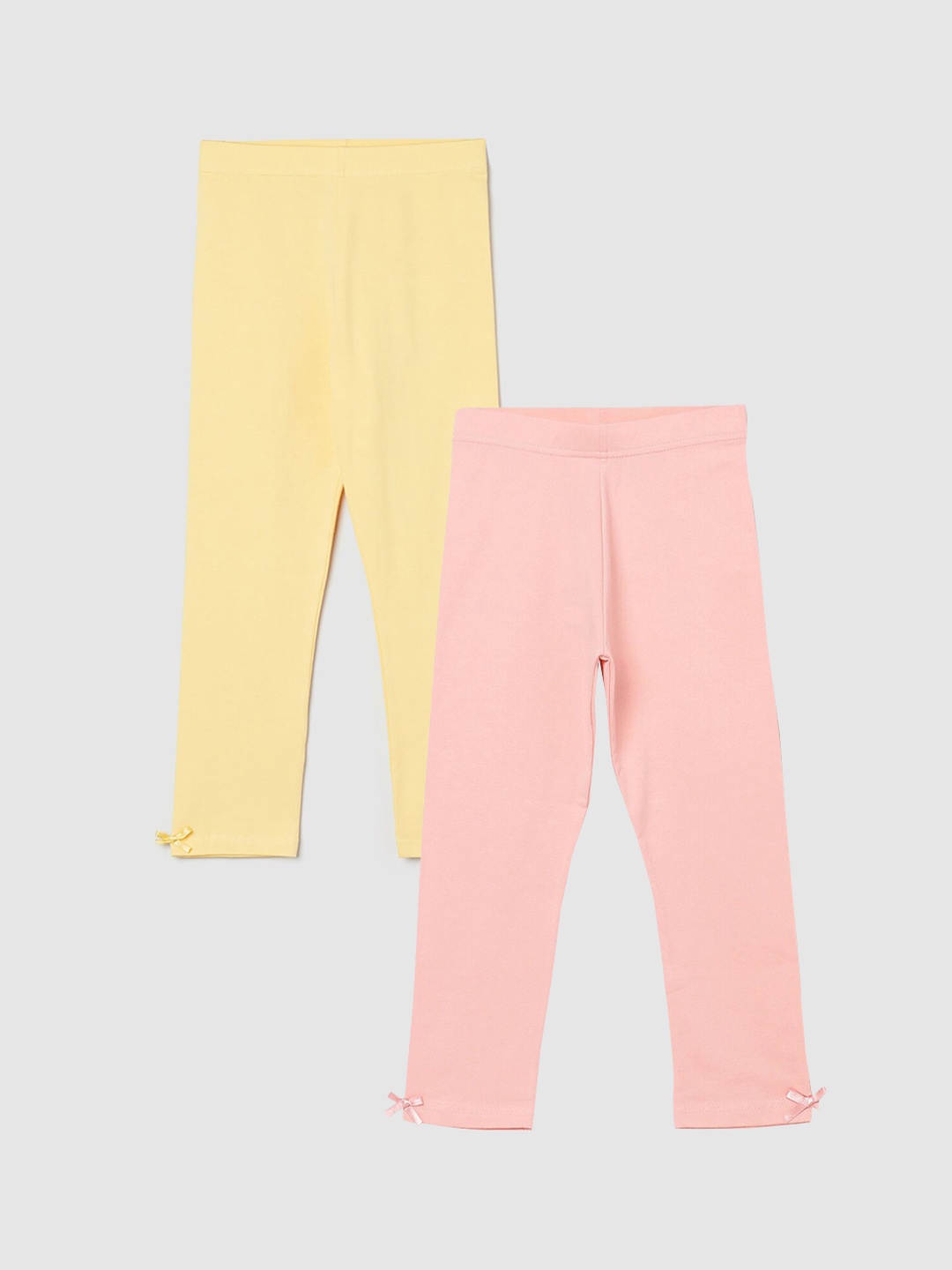 

max Girls Pack Of 2 Solid Regular-Fit Leggings, Yellow
