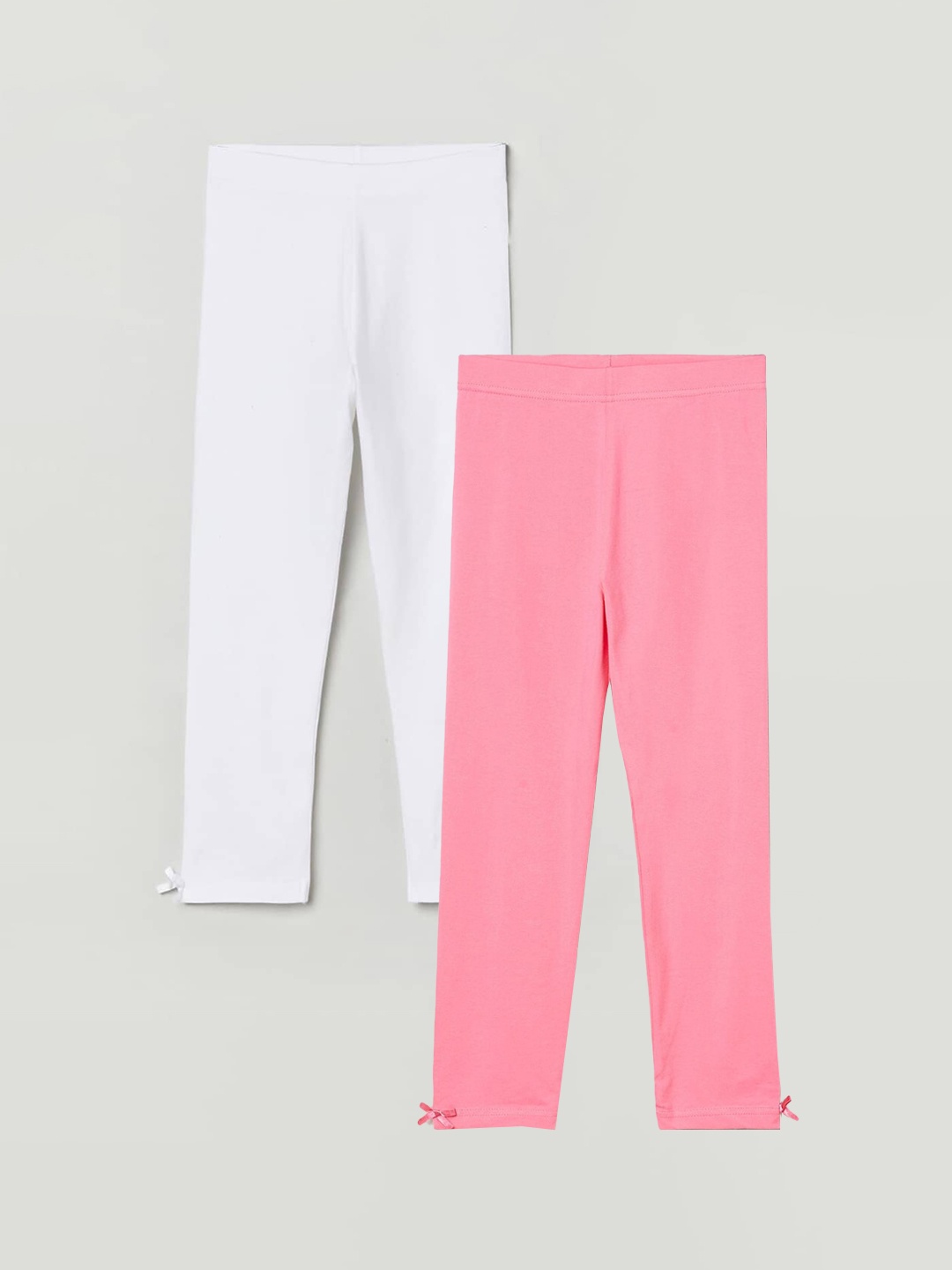 

max Girls Solid Pack of 2 Leggings, White