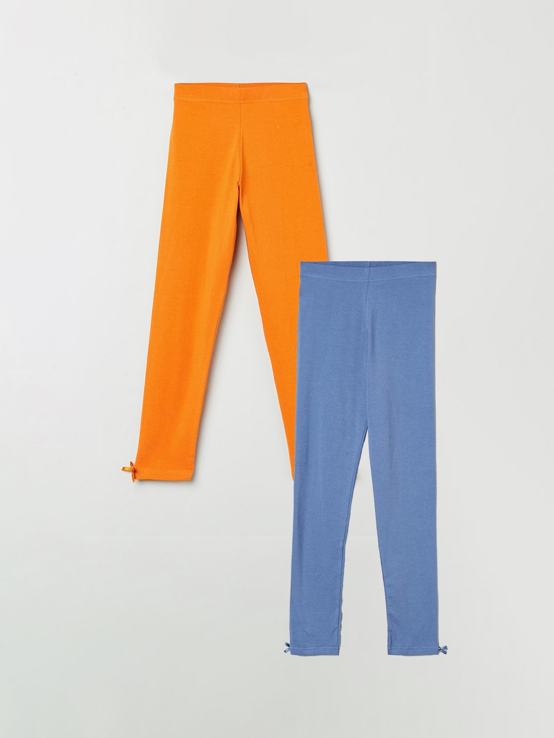 

max Girls Pack of 2 Solid Ankle Length Leggings, Orange