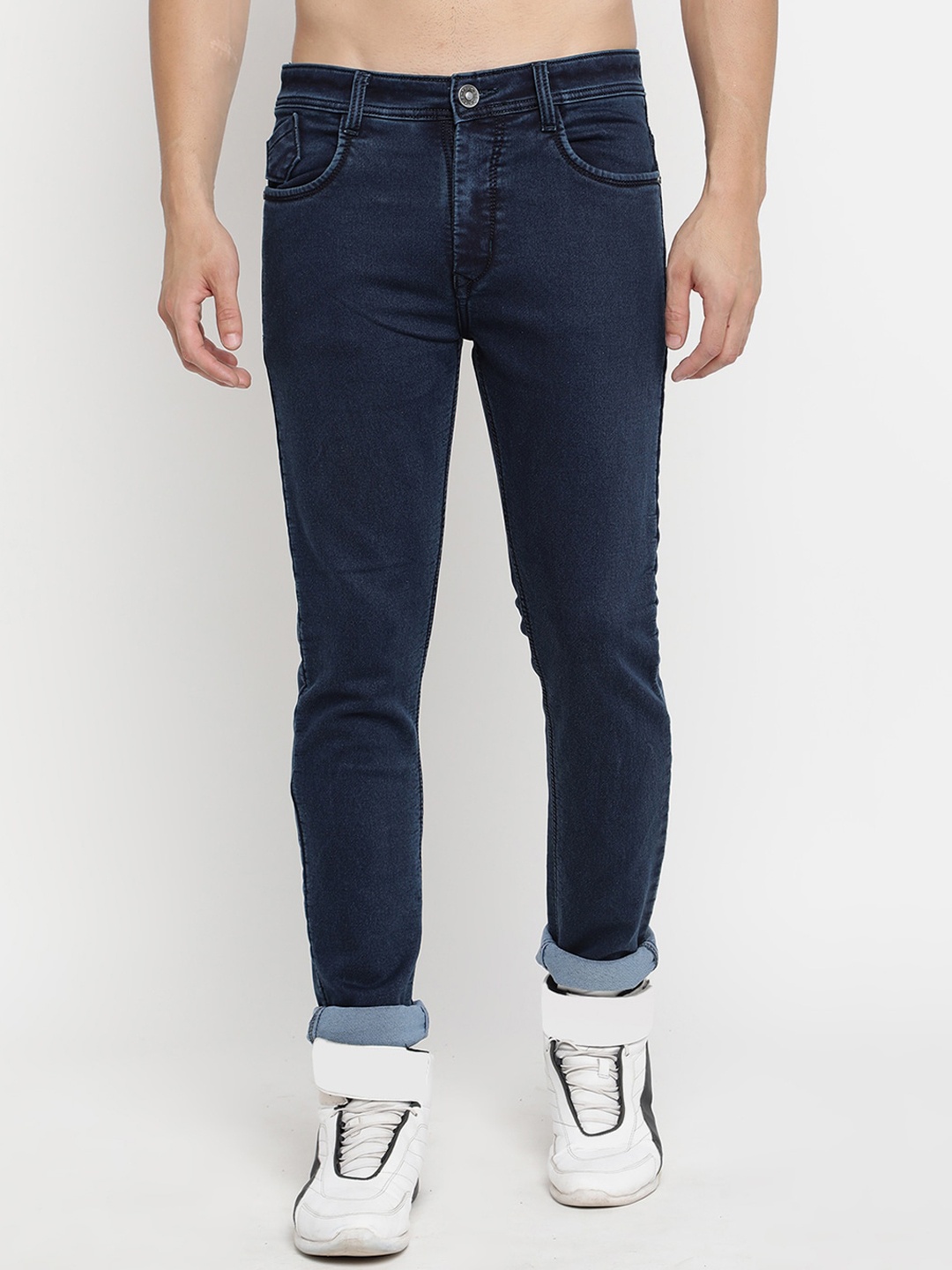 

V2 Value & Variety Men Navy Blue Solid Cotton Jeans