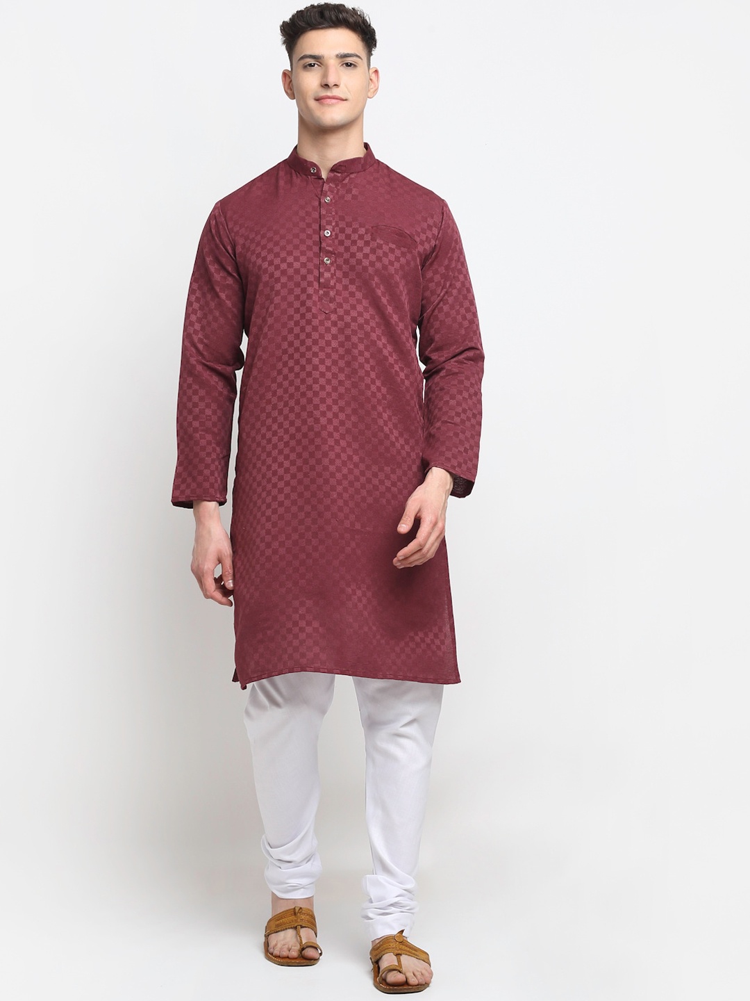 

Benstoke Men Maroon Kurta with Pyjamas
