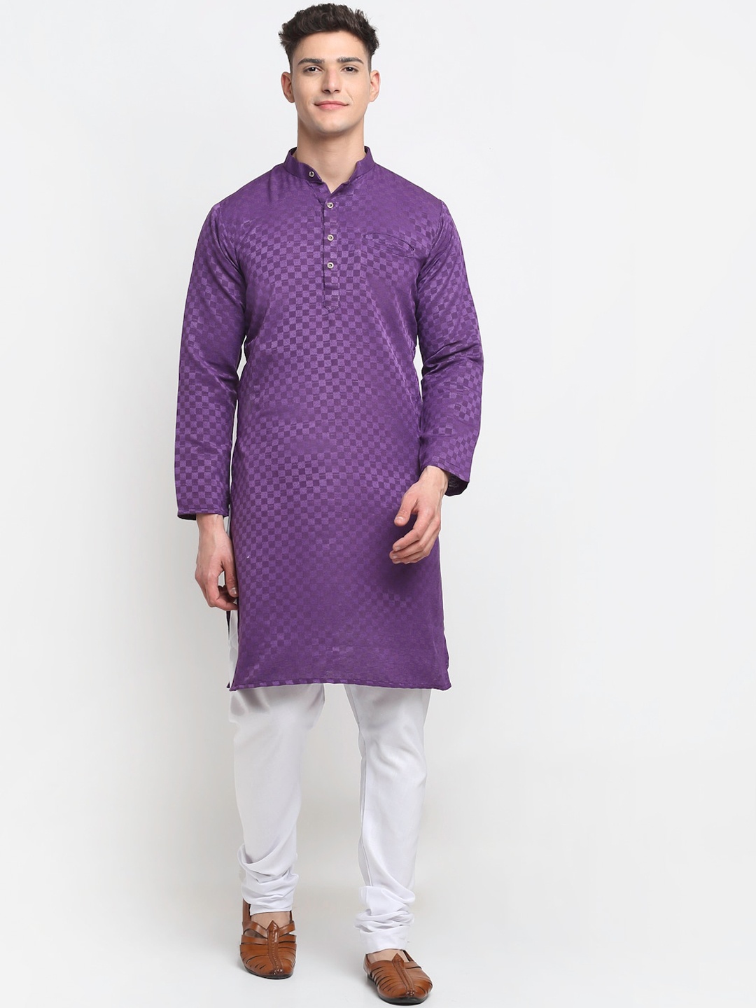 

Benstoke Men Purple Kurta with Churidar