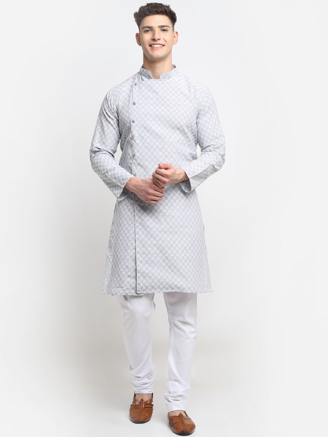 

Benstoke Men Grey Kurta with Churidar