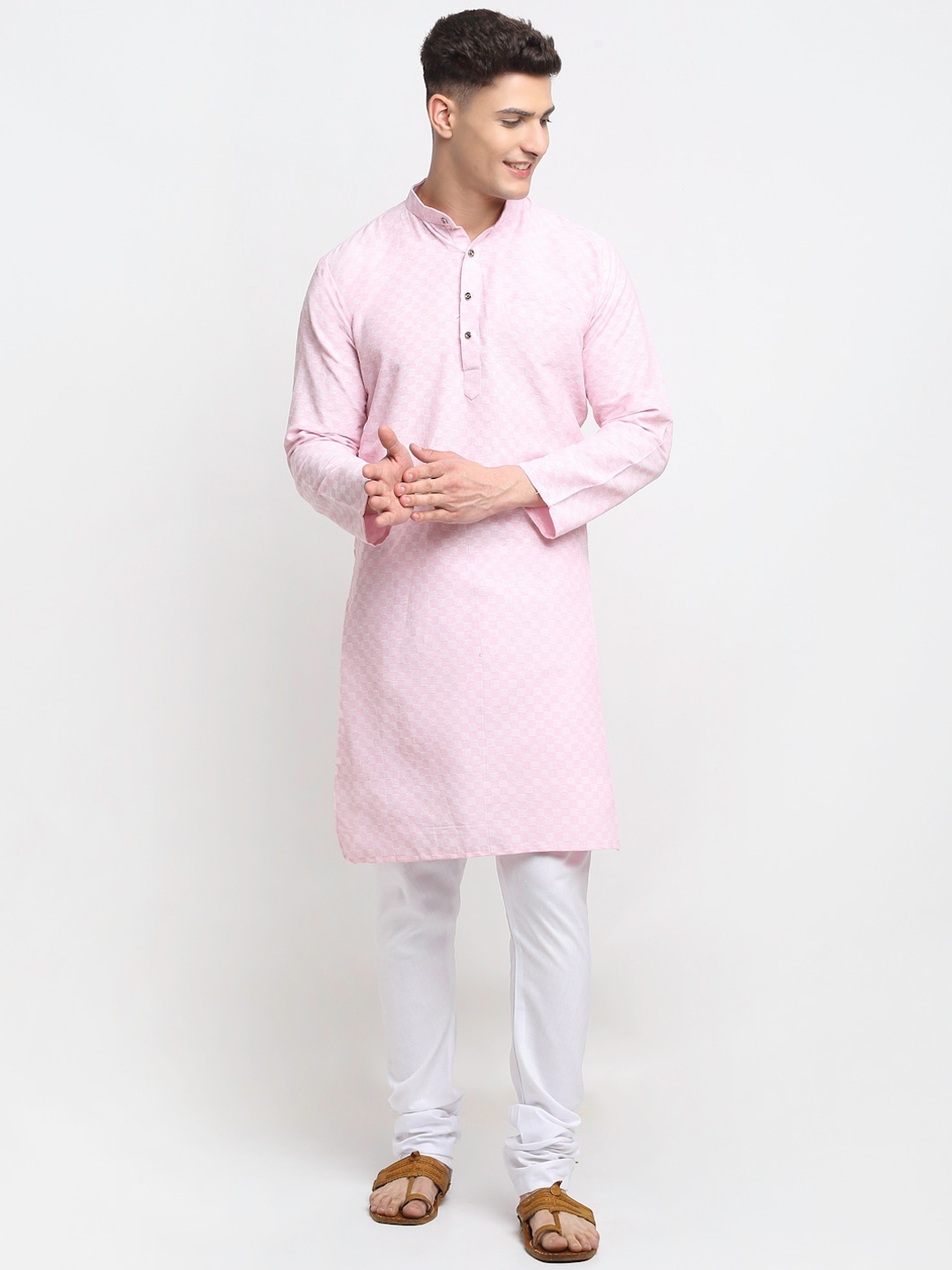 

Benstoke Men Pink Kurta with Churidar