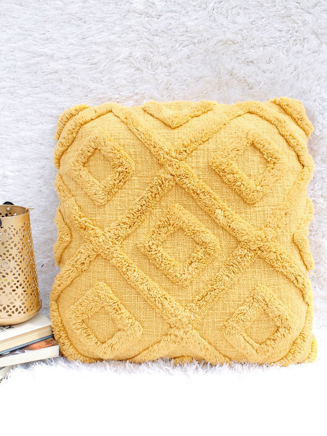 

AVI Living Yellow Embroidered Square Cushion Covers
