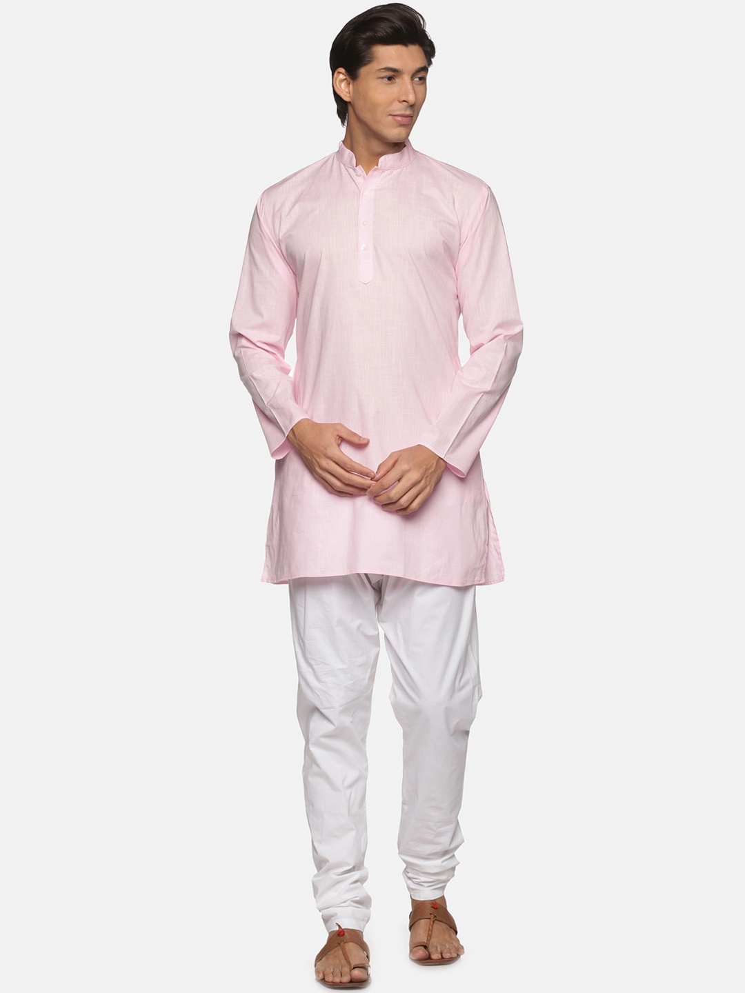 

Sethukrishna Men Pink Pure Cotton Kurta with Pyjamas