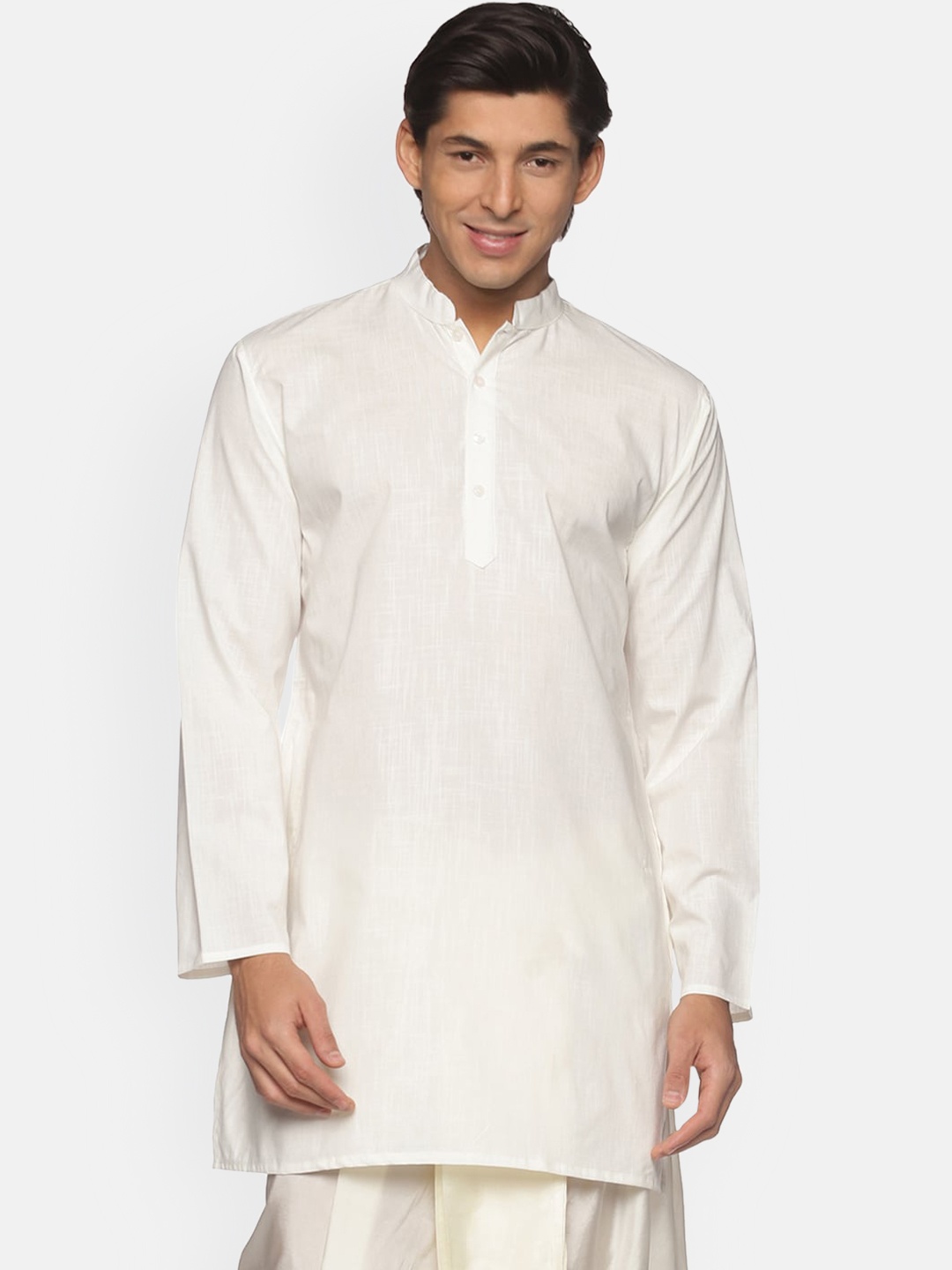 

Sethukrishna Men Cream-Coloured Cotton Kurta