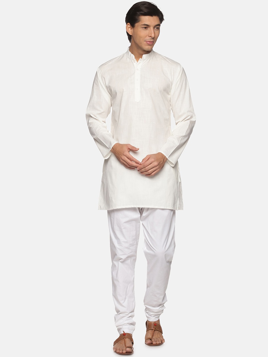 

Sethukrishna Men Cream-Coloured Pure Cotton Kurta with Pyjamas