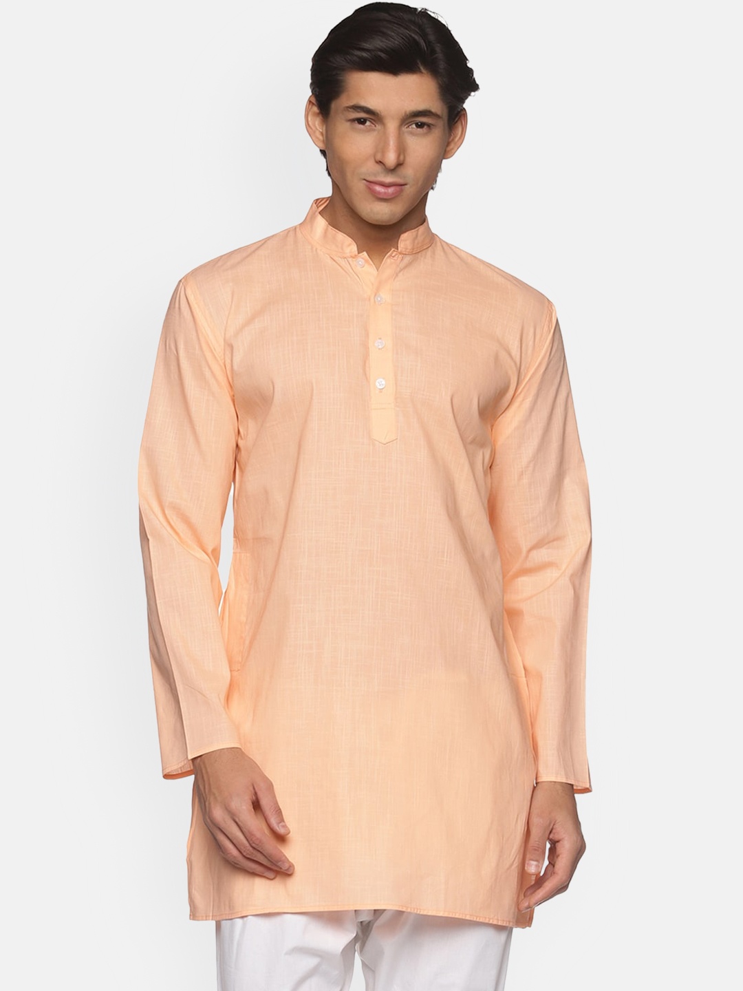 

Sethukrishna Men Peach-Coloured Cotton Kurta