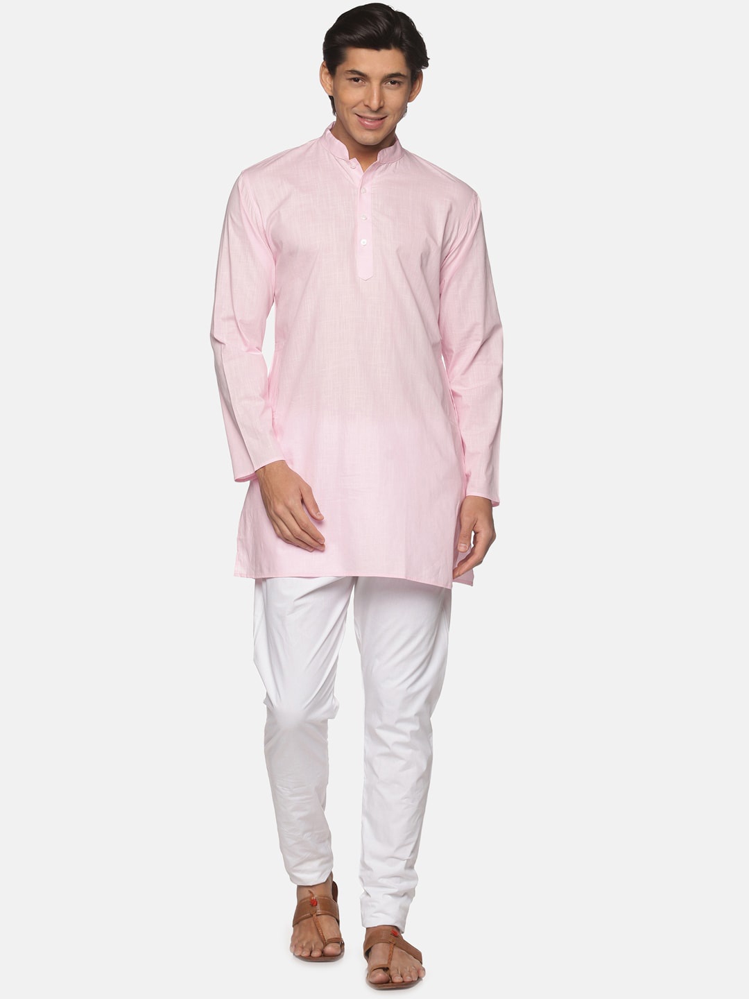 

Sethukrishna Men Pink Pure Cotton Kurta with Pyjamas