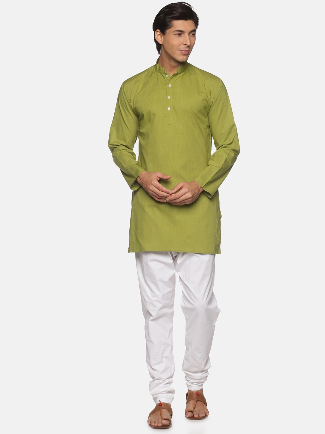 

Sethukrishna Men Green Pure Cotton Kurta with Pyjamas