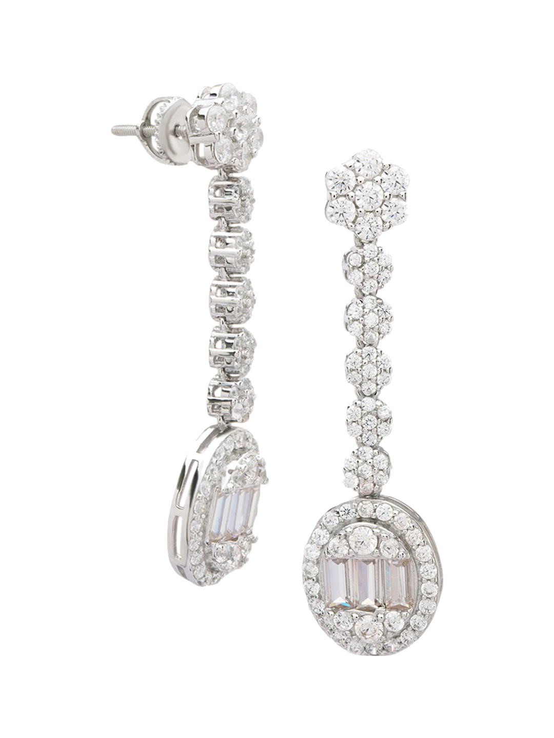 

ANAYRA Sterling Silver & White American Diamond Classic Drop Earrings