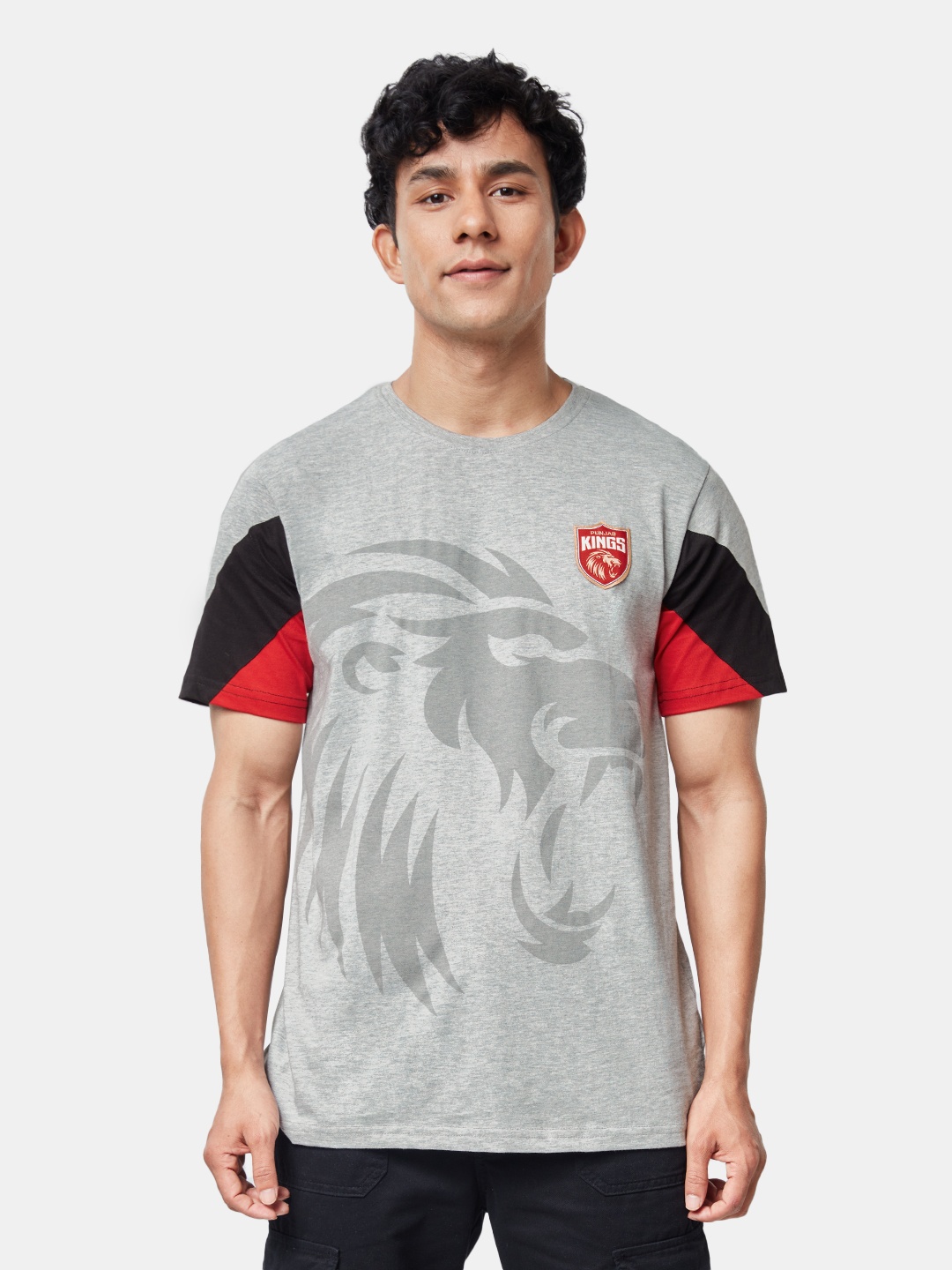 

The Souled Store Men Grey & Red Printed Cotton T-shirt