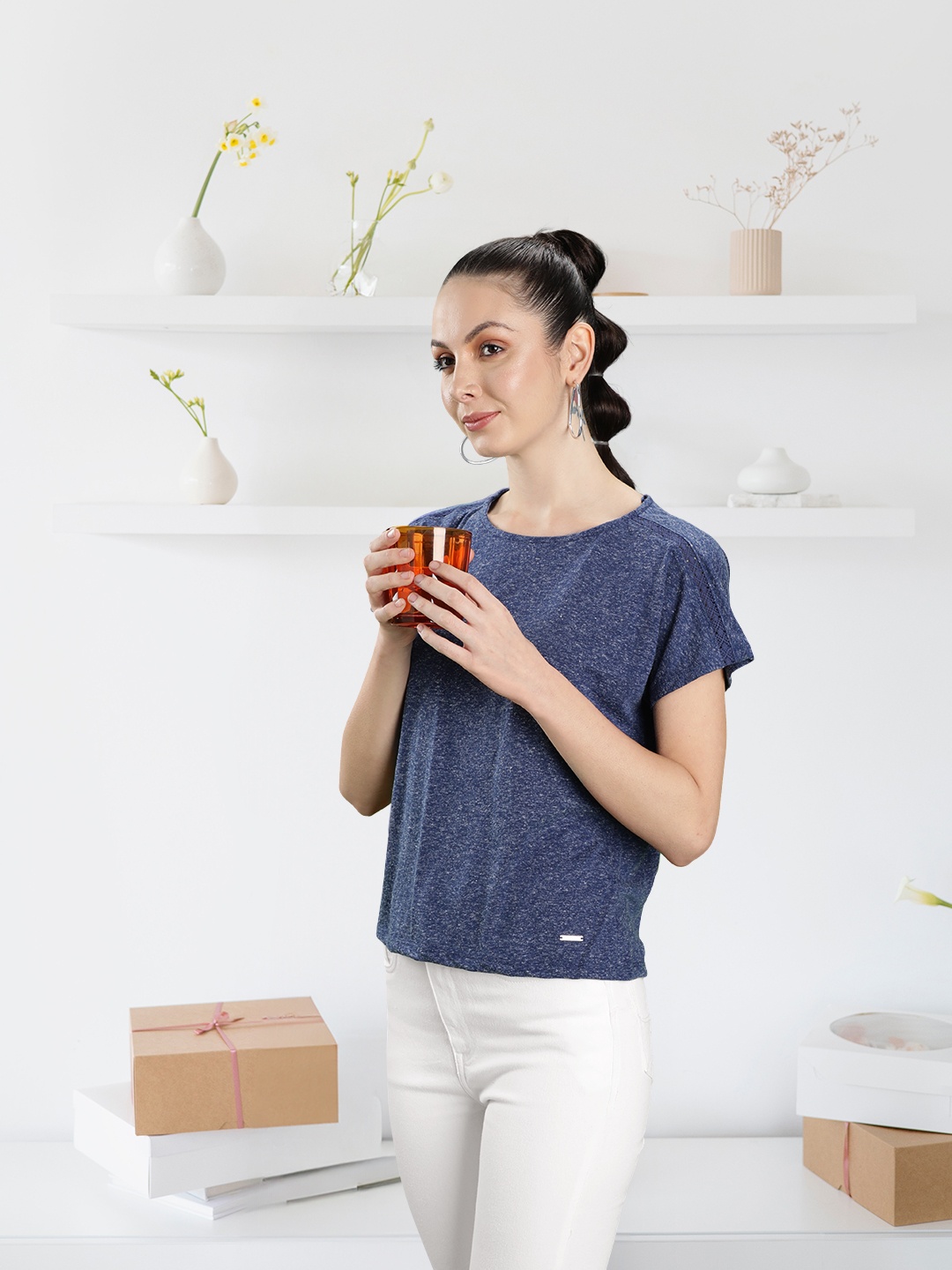 

Van Heusen Extended Sleeves Top, Blue
