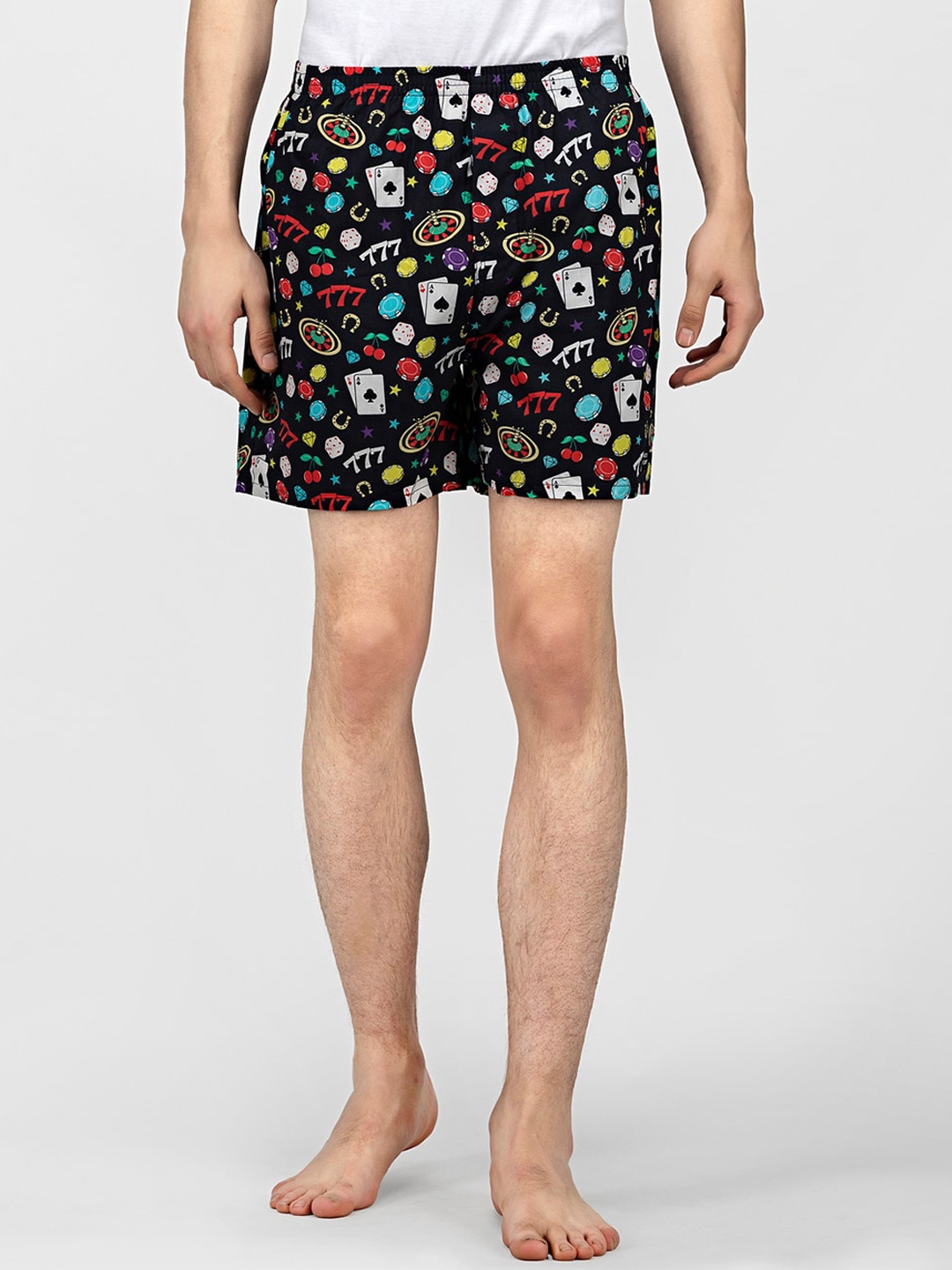 

wHAT'S DOwn Men Black & Red Printed Pure Cotton Boxers