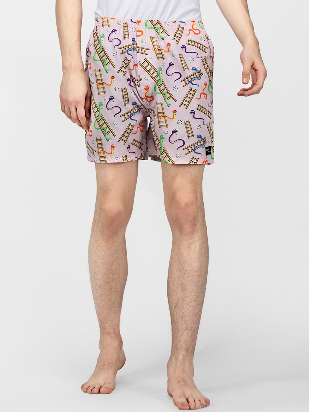 

wHAT'S DOwn Men Pink Snakes & Lads Printed Boxer Shorts