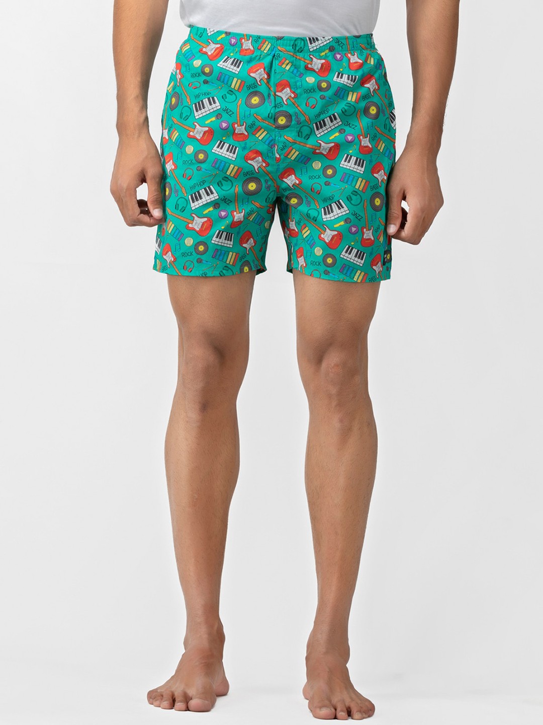 

wHAT'S DOwn Men Green Pure Cotton Lounge Shorts