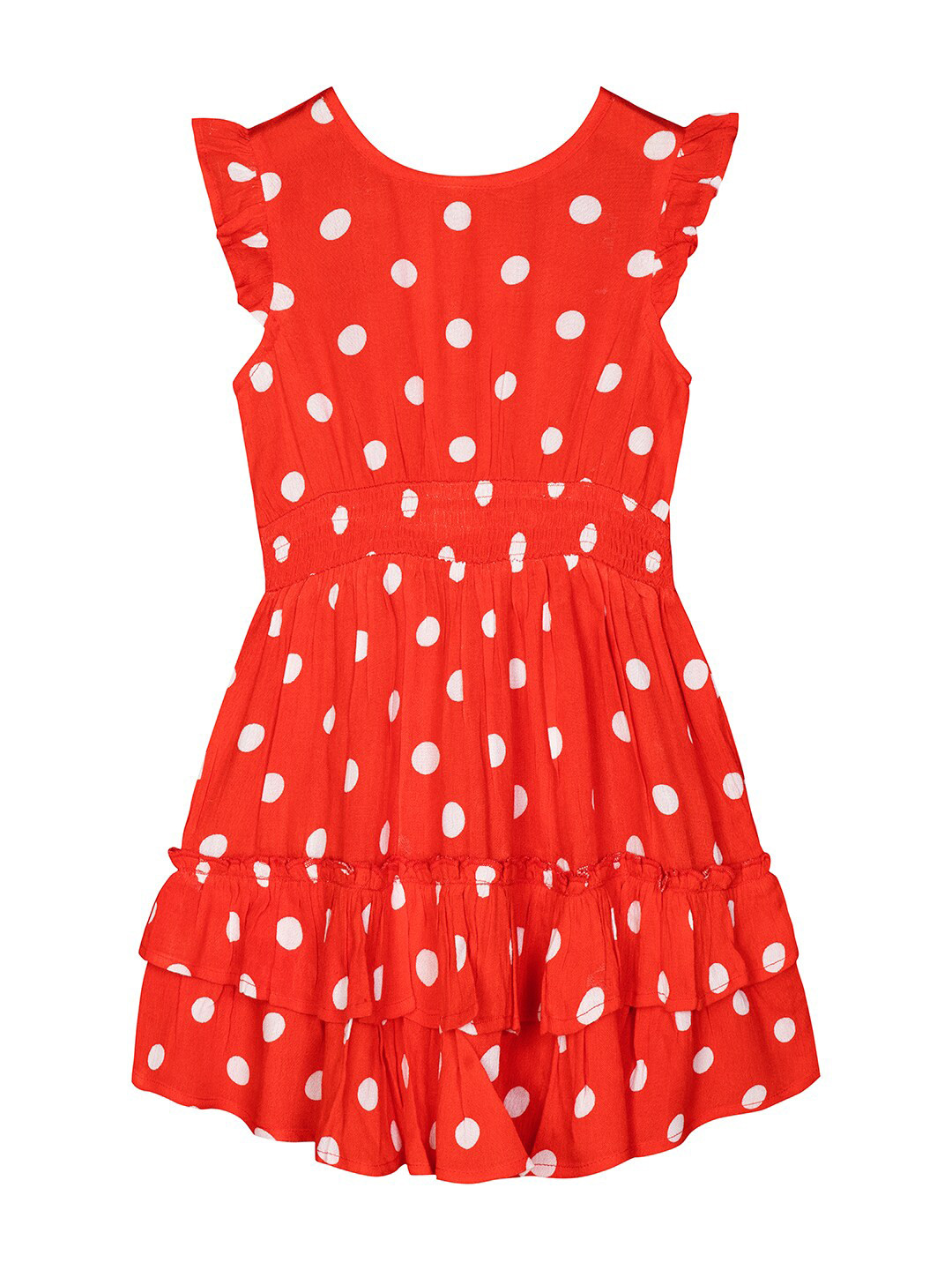 

Budding Bees Girls Red & White Polka Dot Print Smocked Cap Sleeves A-Line Dress