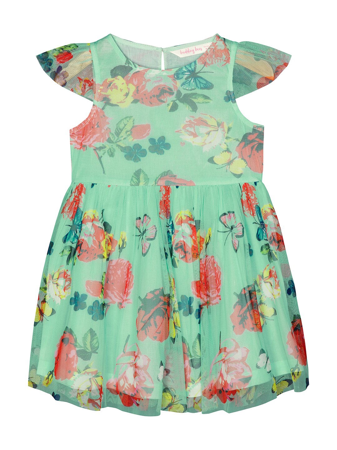 

Budding Bees Infant Girls Blue & Red Floral Net Fit & Flare Dress