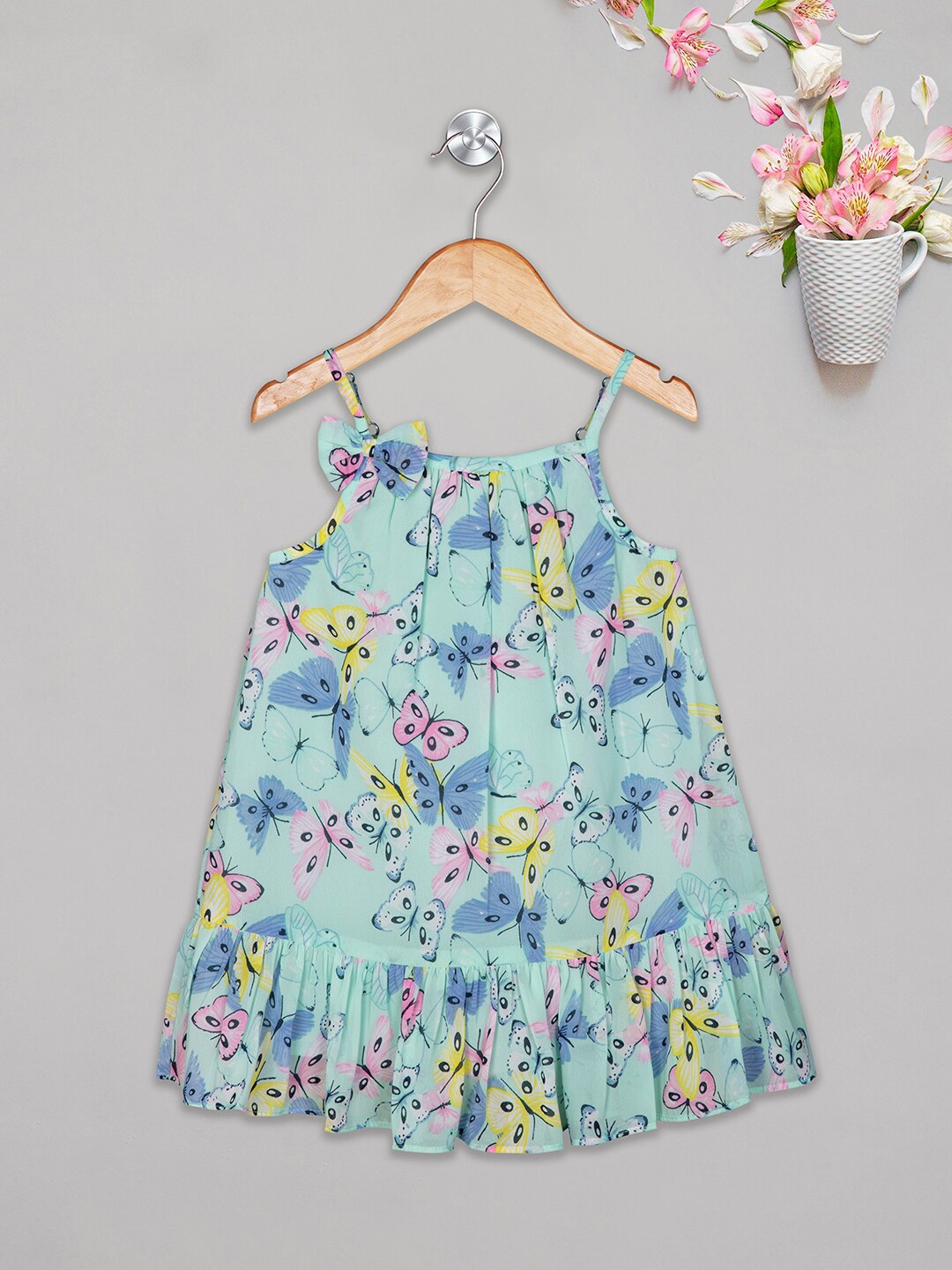 

Budding Bees Girls Blue Butterfly A-Line Dress