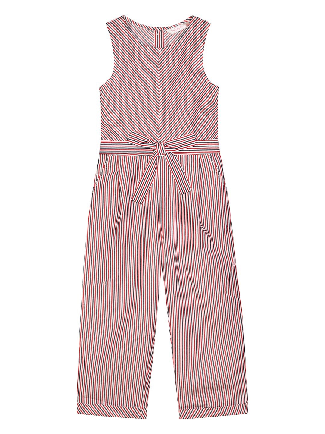 

Budding Bees Girls Red & White Striped Basic Jumpsuit