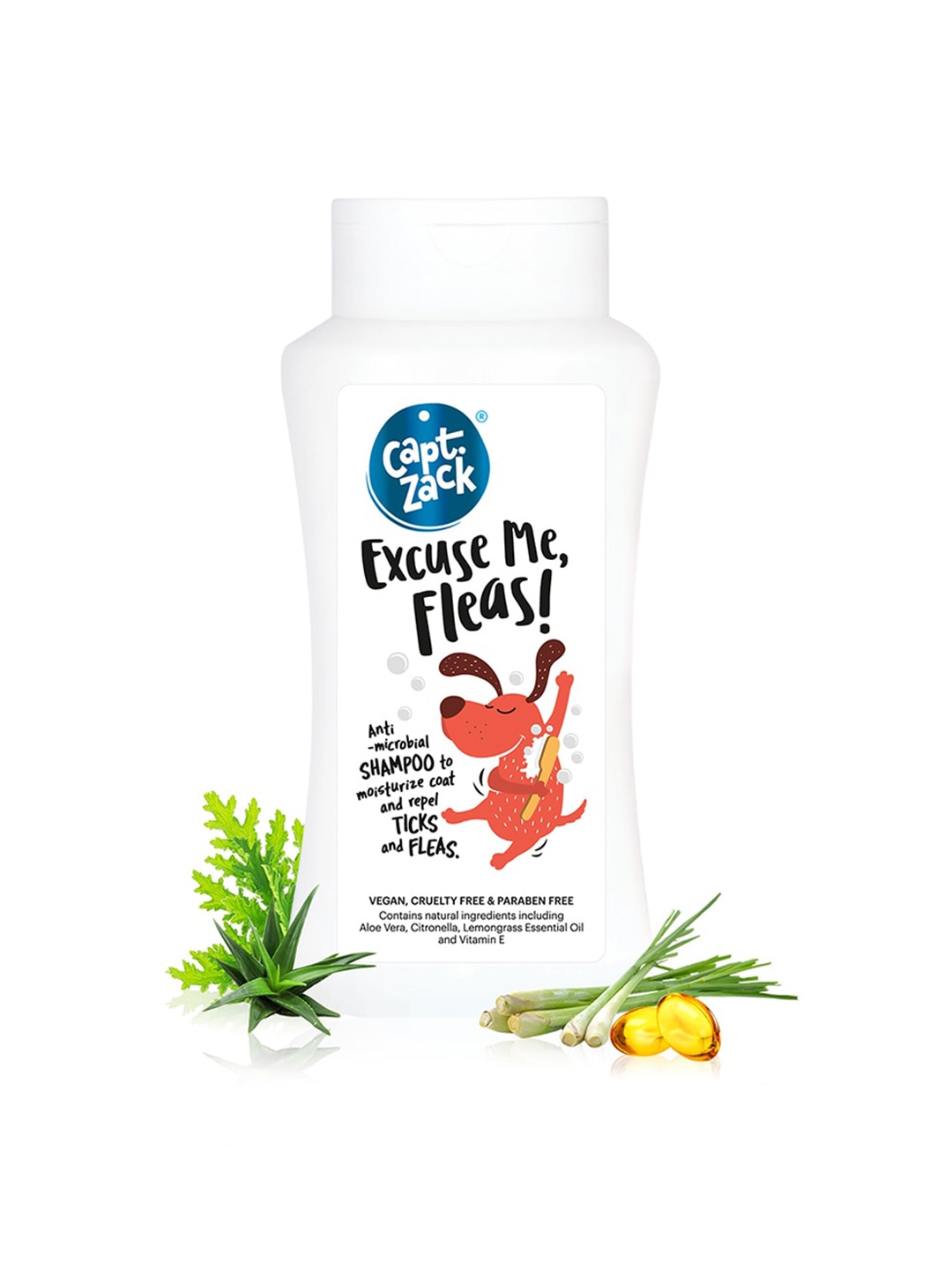 

Captain Zack Excuse Me, Fleas Anti-Microbial Shampoo for Dogs 50 ml, White