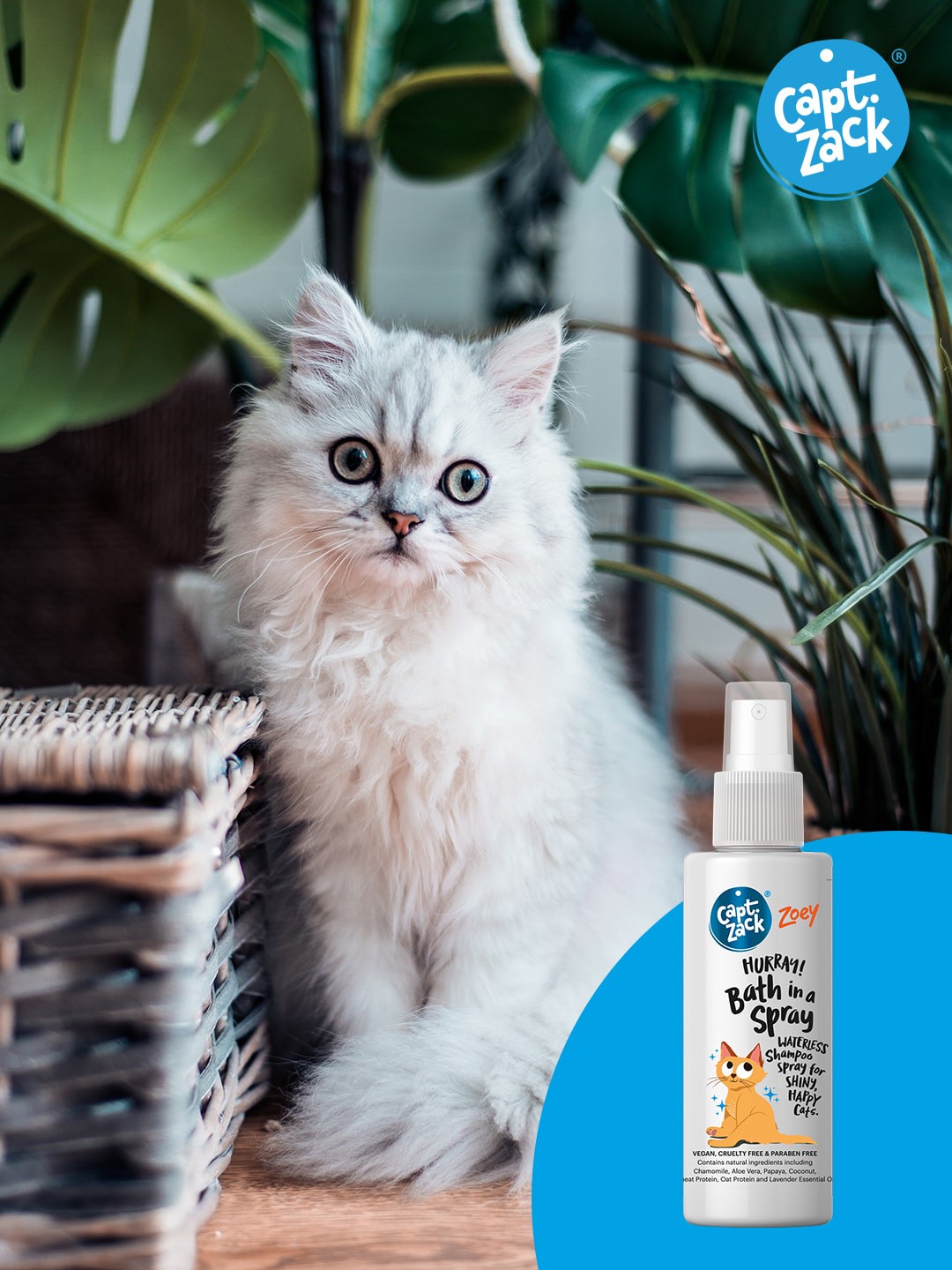 

Captain Zack Zoey Hurray Bath in A Spray Cat Dry Shampoo 50 ml, White
