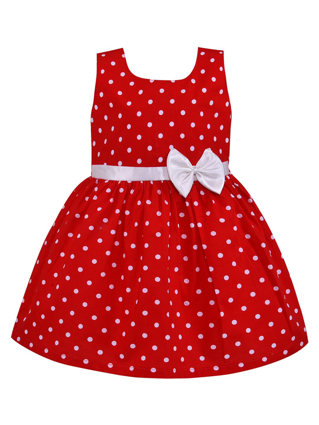 

Wish Karo Girls Red Printed Cotton Dress