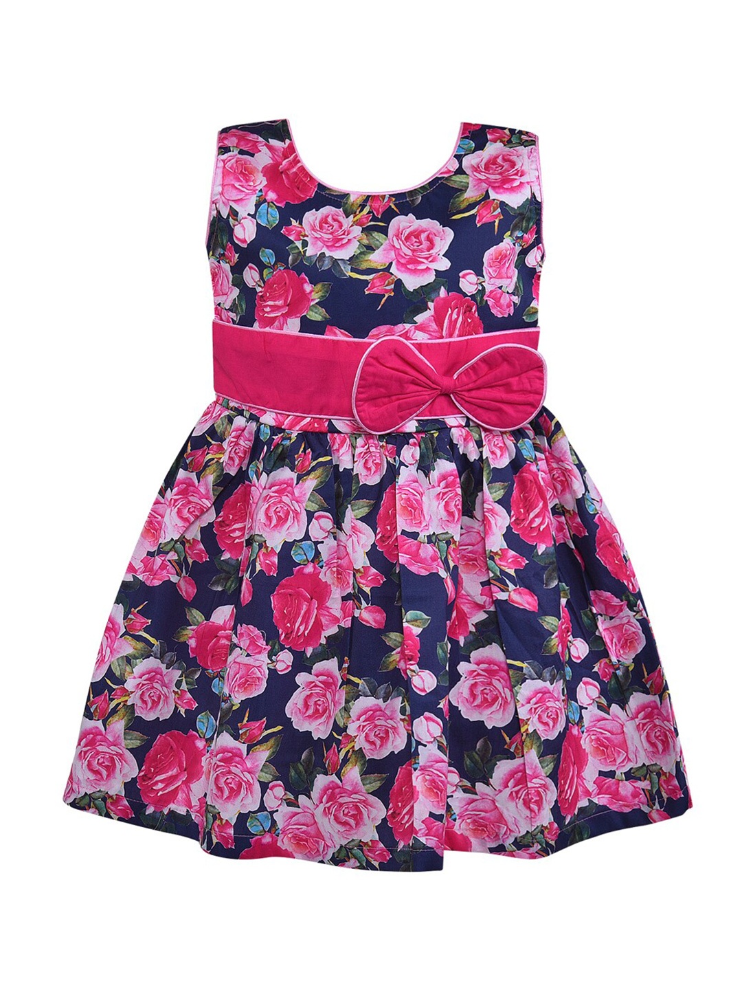 

Wish Karo Girls Pink Floral Printed Cotton Dress