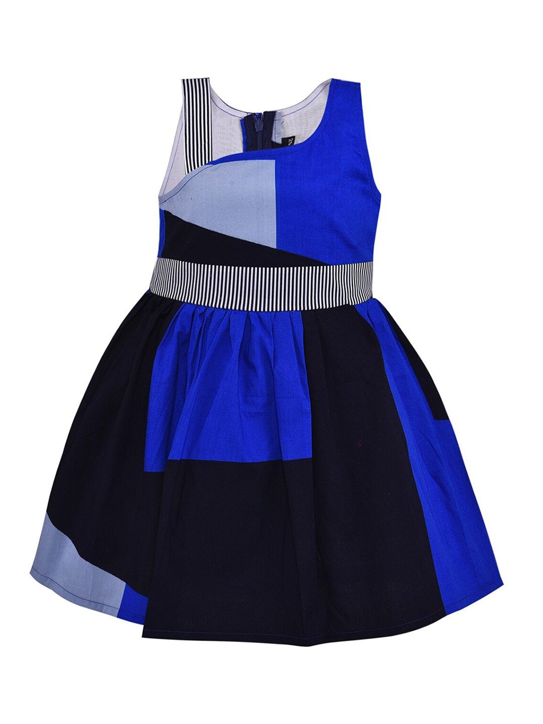 

Wish Karo Girls Blue & Black Colourblocked Cotton Dress