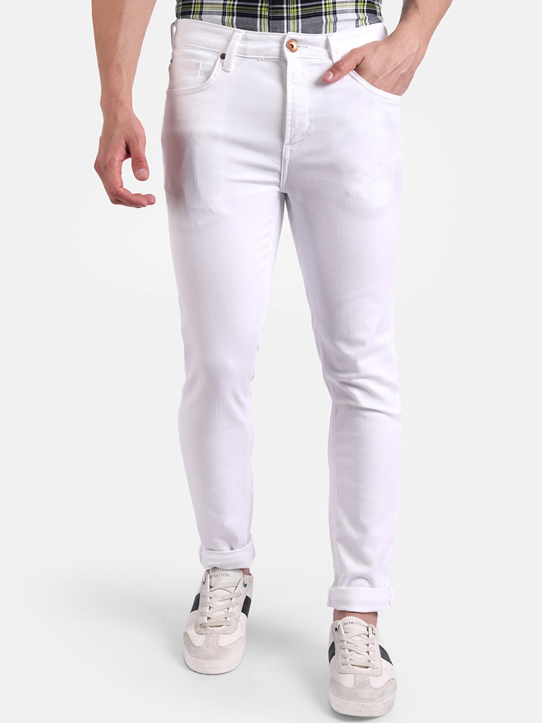 United Colors of Benetton Men White Skinny Fit Jeans