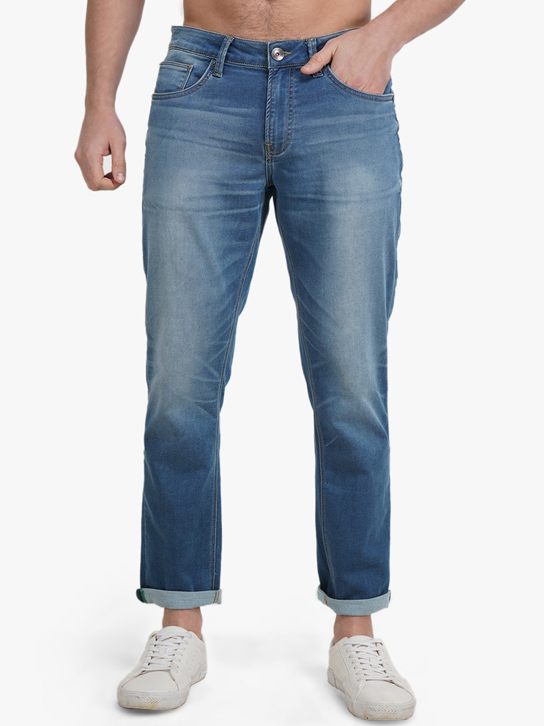 

United Colors of Benetton Men Blue Skinny Fit Heavy Fade Jeans